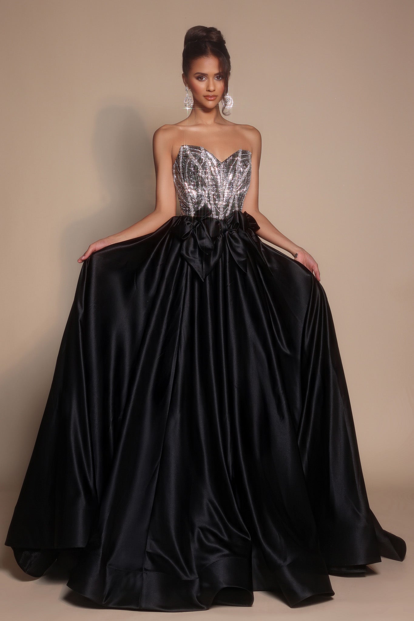 Portia and Scarlett Rhinestone Bow A-line Prom Dress PS26077