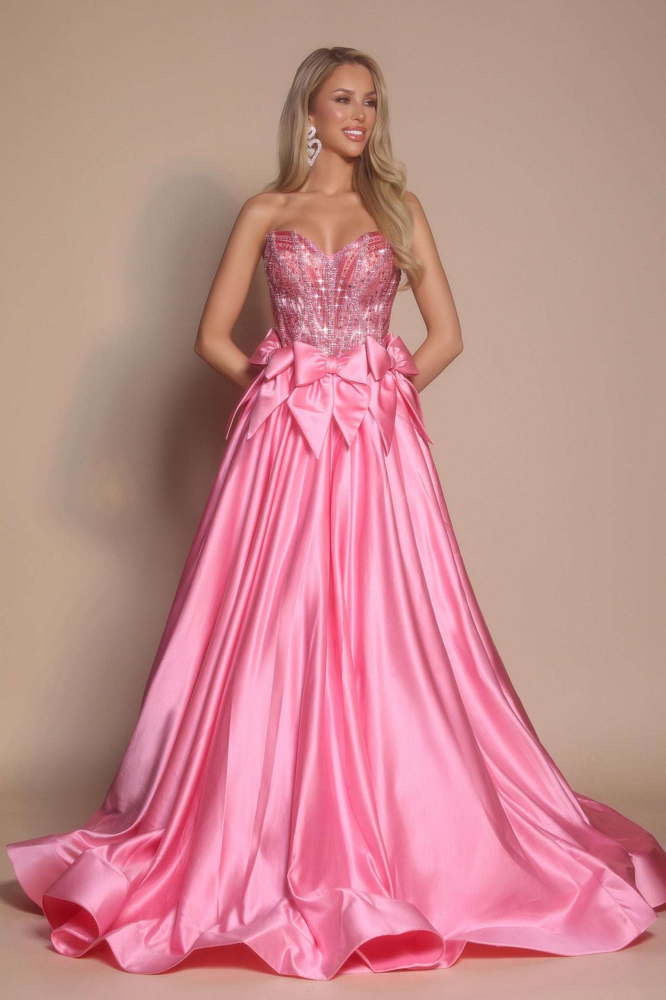 Portia and Scarlett Rhinestone Bow A-line Prom Dress PS26077