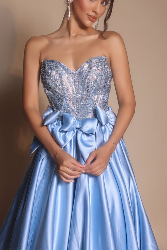 Portia and Scarlett Rhinestone Bow A-line Prom Dress PS26077