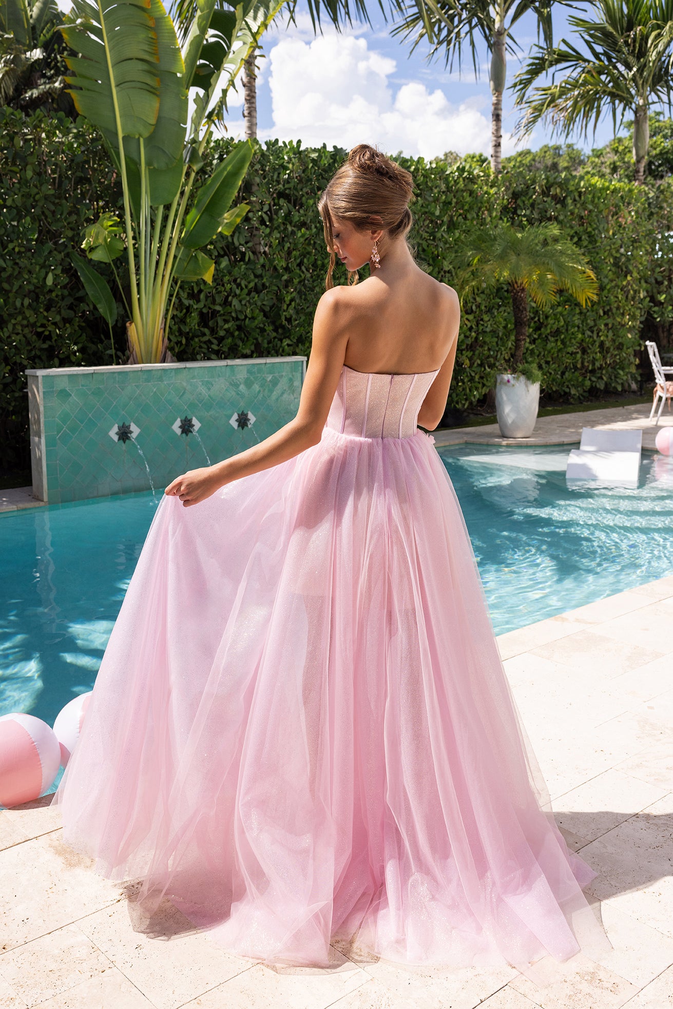 Portia and Scarlett Strapless 3D Floral A-Line Prom Dress PS26078