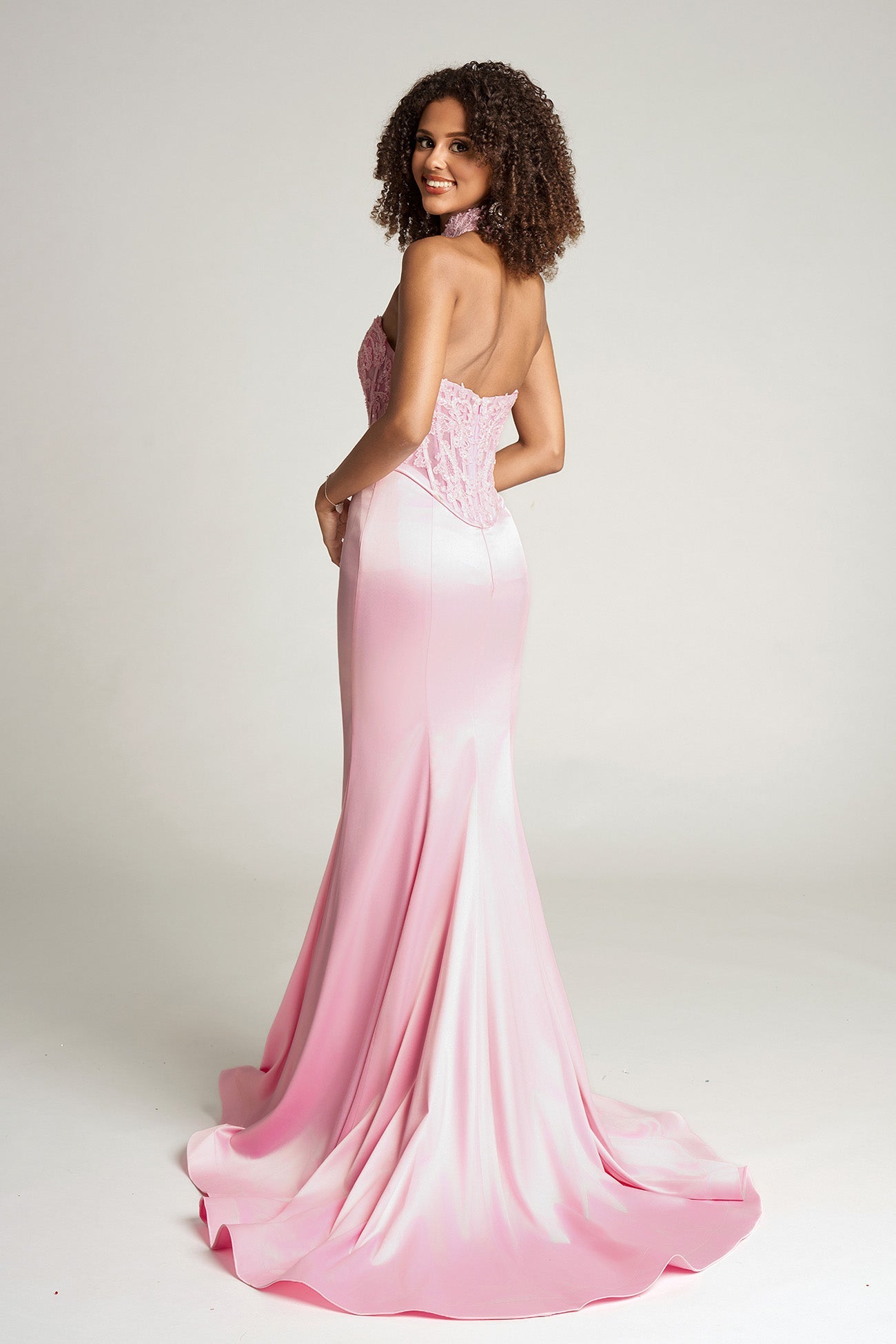 Portia & Scarlett Lace Corset Prom Dress with Choker PS26086