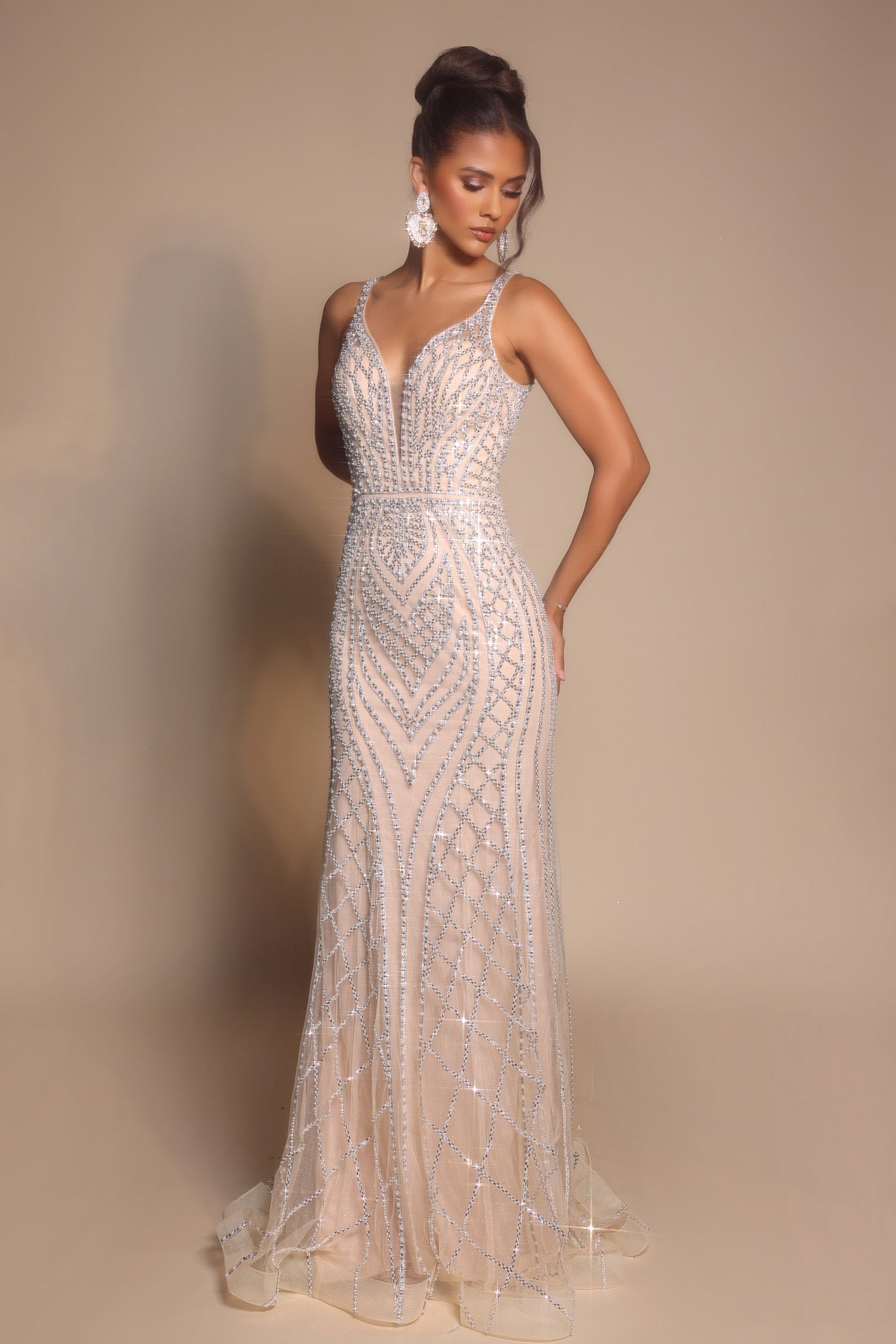 Portia and Scarlett Beaded Fitted Prom Dress PS26089