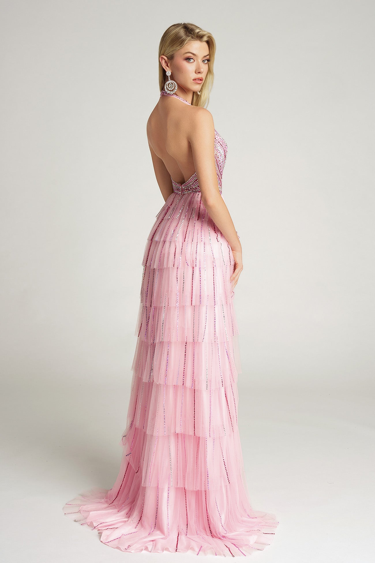 Portia and Scarlett Plunging Halter Top Prom Dress PS26117