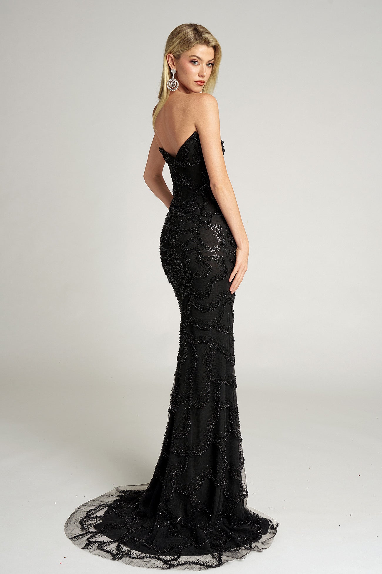 Portia & Scarlett Plunging Illusion Corset Prom Dress PS26126