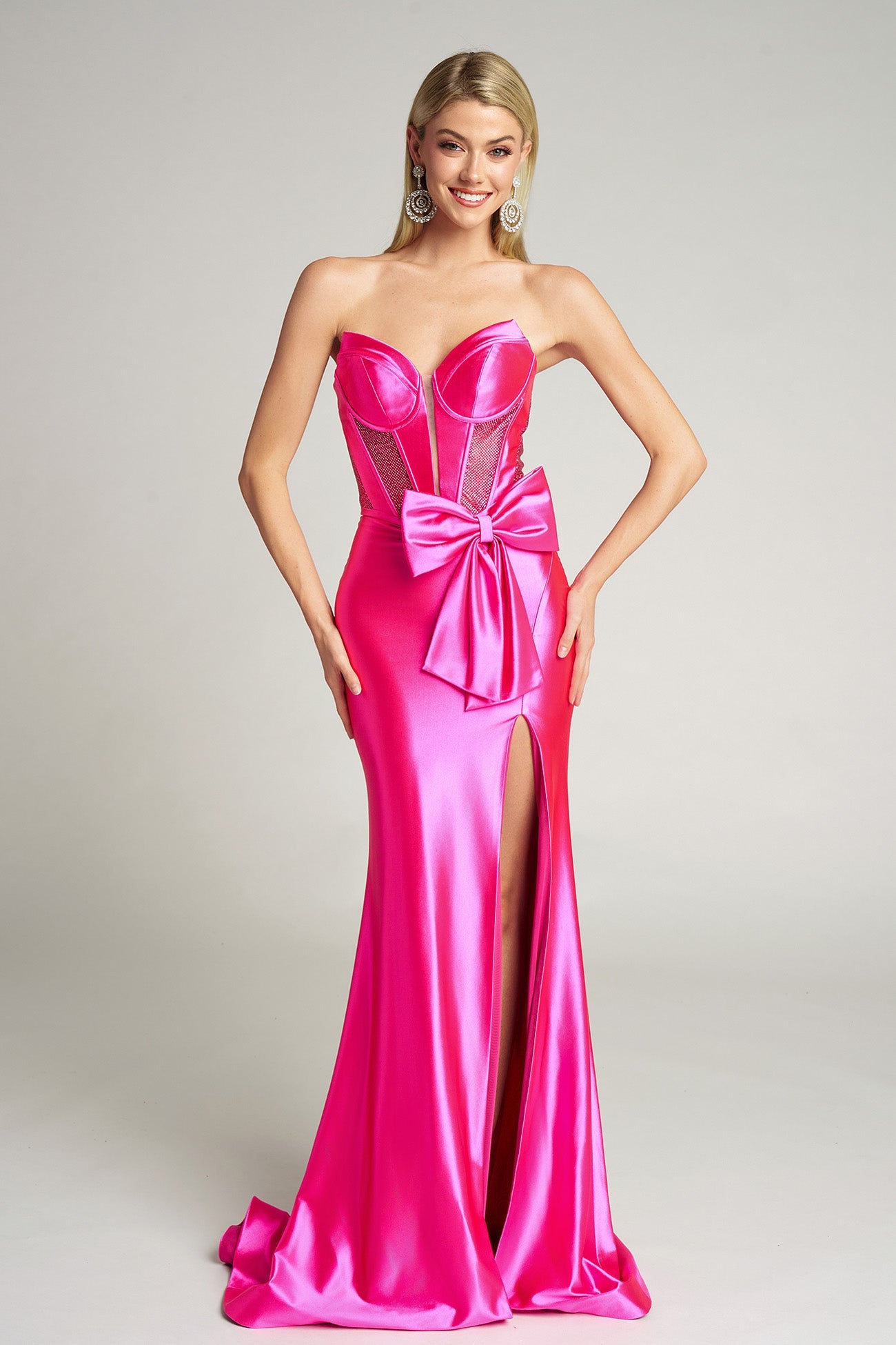 Portia and Scarlett Strapless Satin Corset Prom Dress PS26136