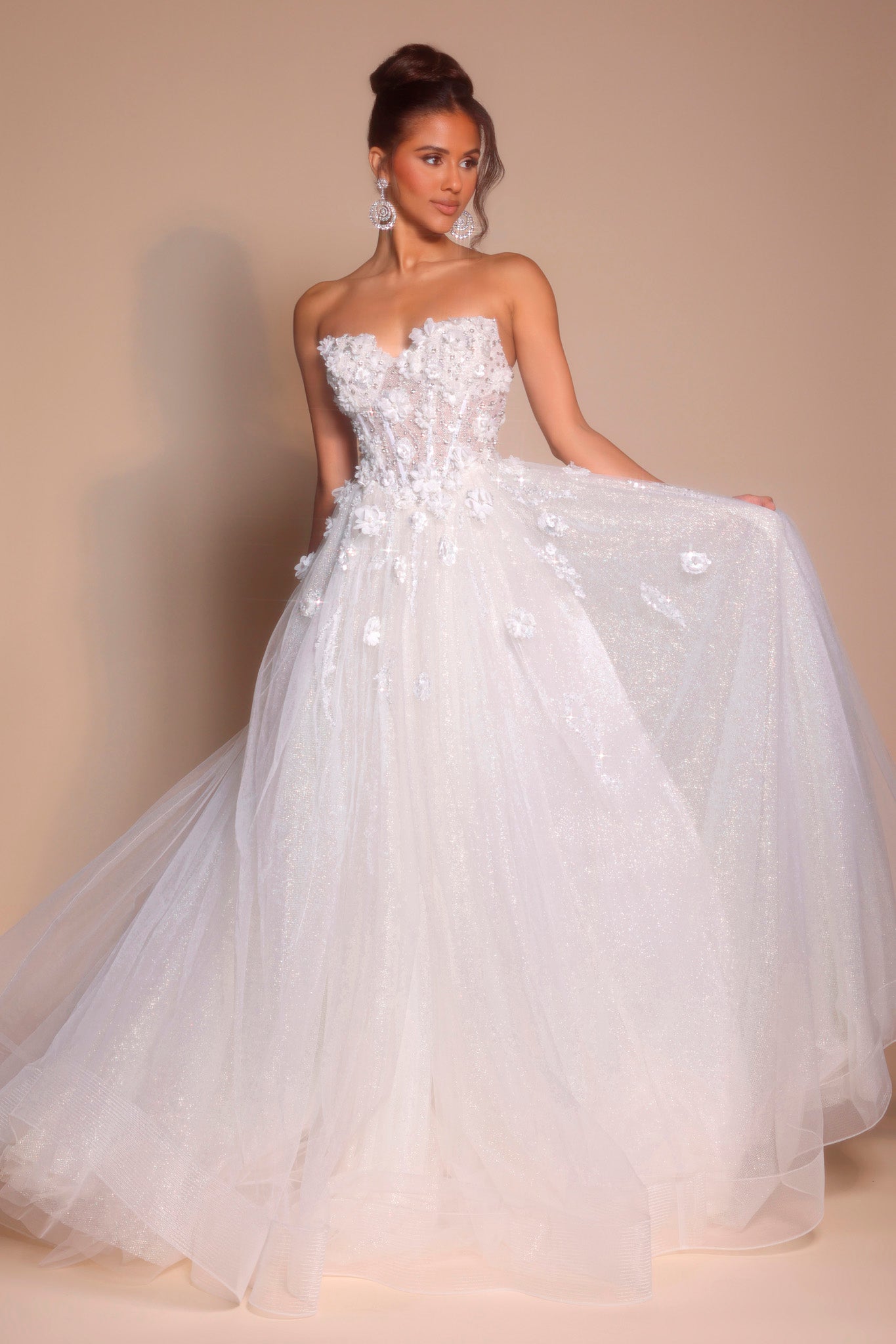 Portia and Scarlett Strapless Floral Tulle Ball Gown PS26137