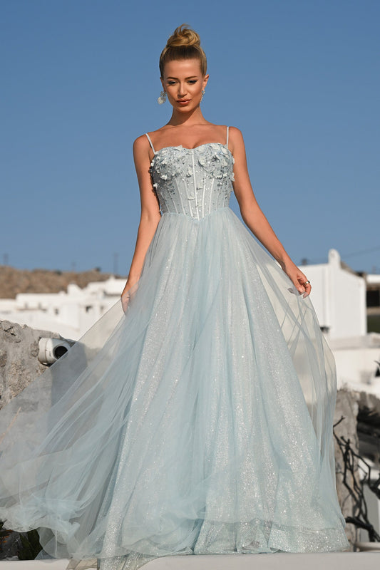 Portia and Scarlett 3D Floral Sparkle Tulle Ballgown Prom Dress PS26146