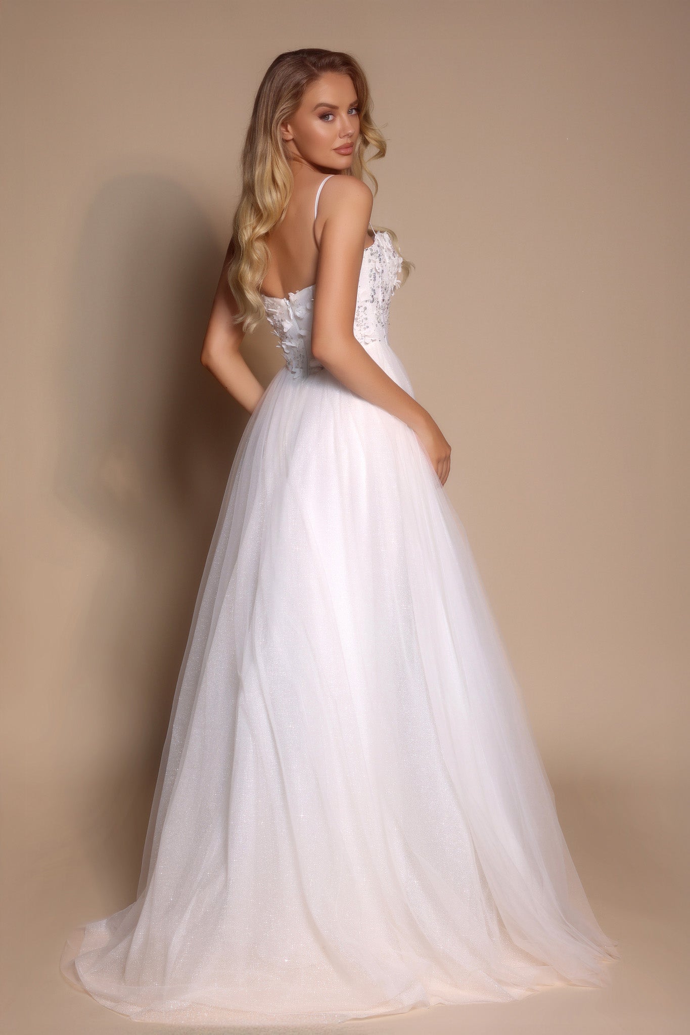 Portia and Scarlett 3D Floral Sparkle Tulle Ballgown Prom Dress PS26146