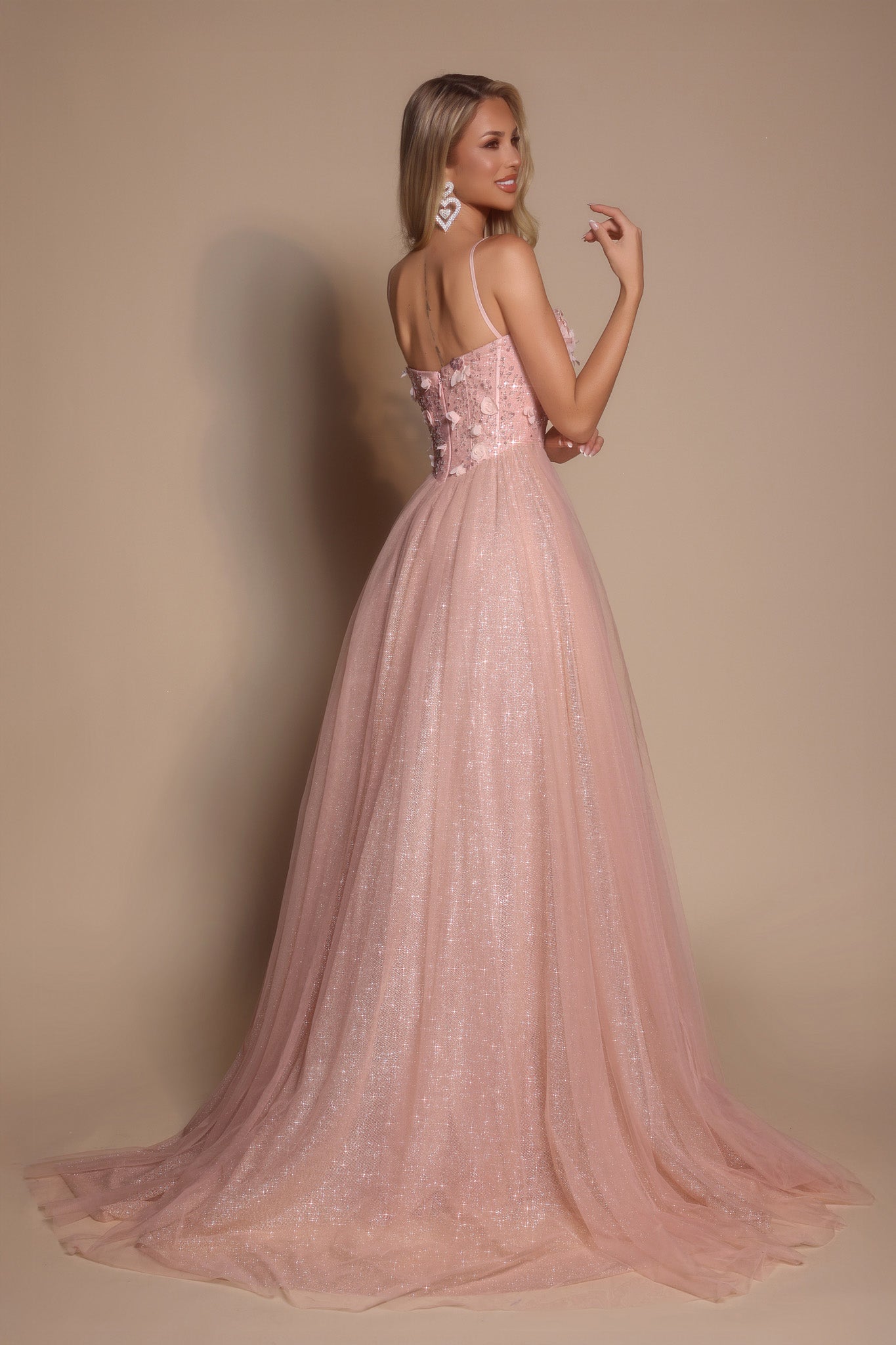Portia and Scarlett 3D Floral Sparkle Tulle Ballgown Prom Dress PS26146