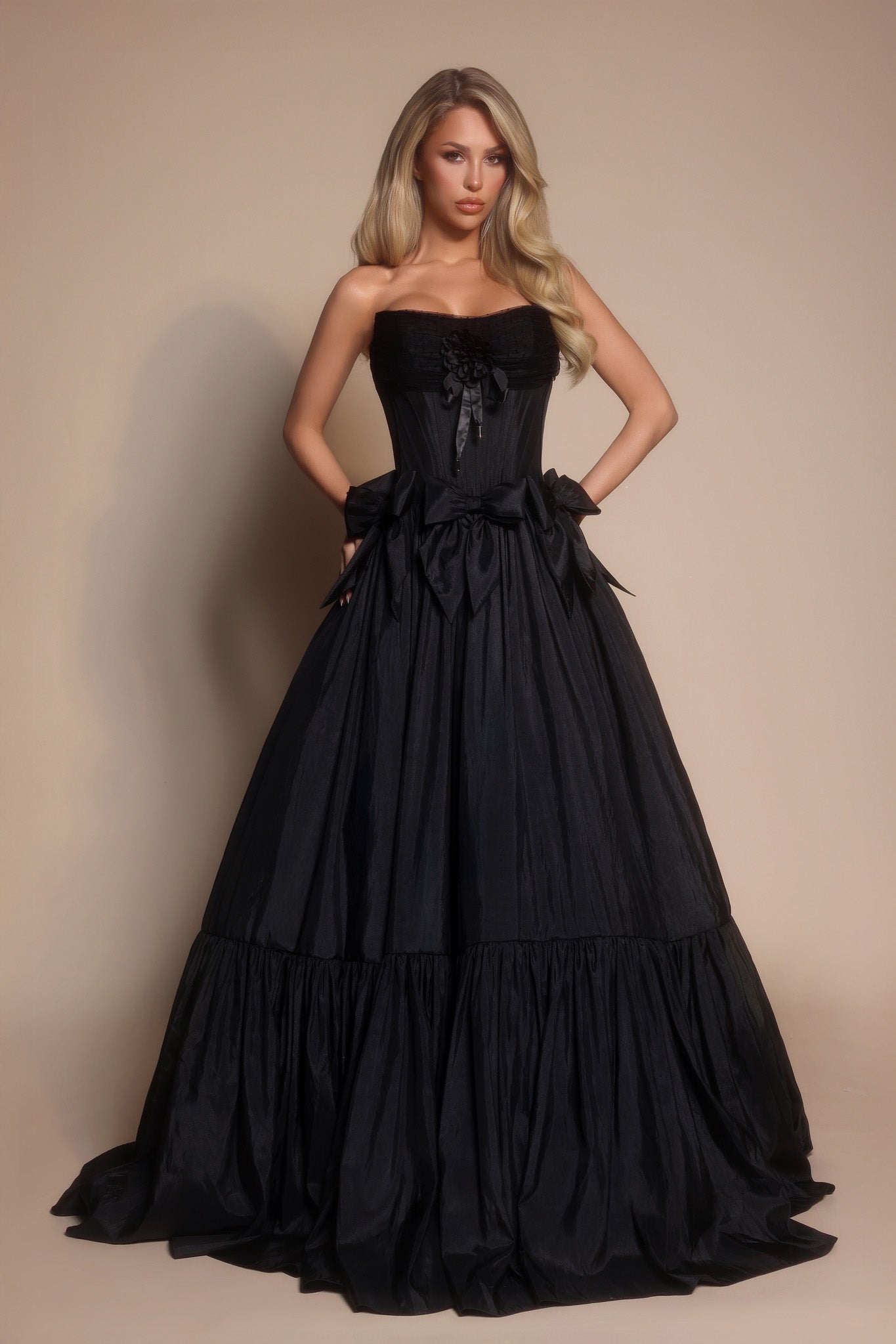 Portia and Scarlett Strapless Bow Prom Dress PS26148