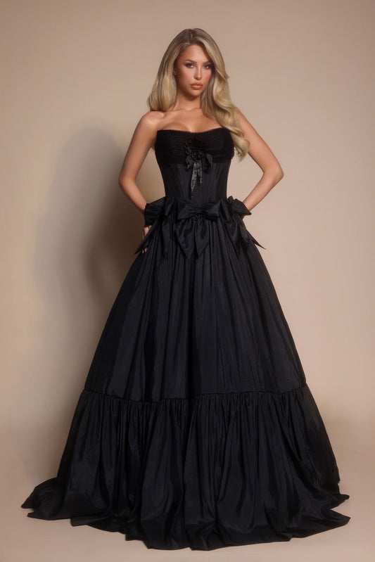 Portia and Scarlett Strapless Bow Prom Dress PS26148