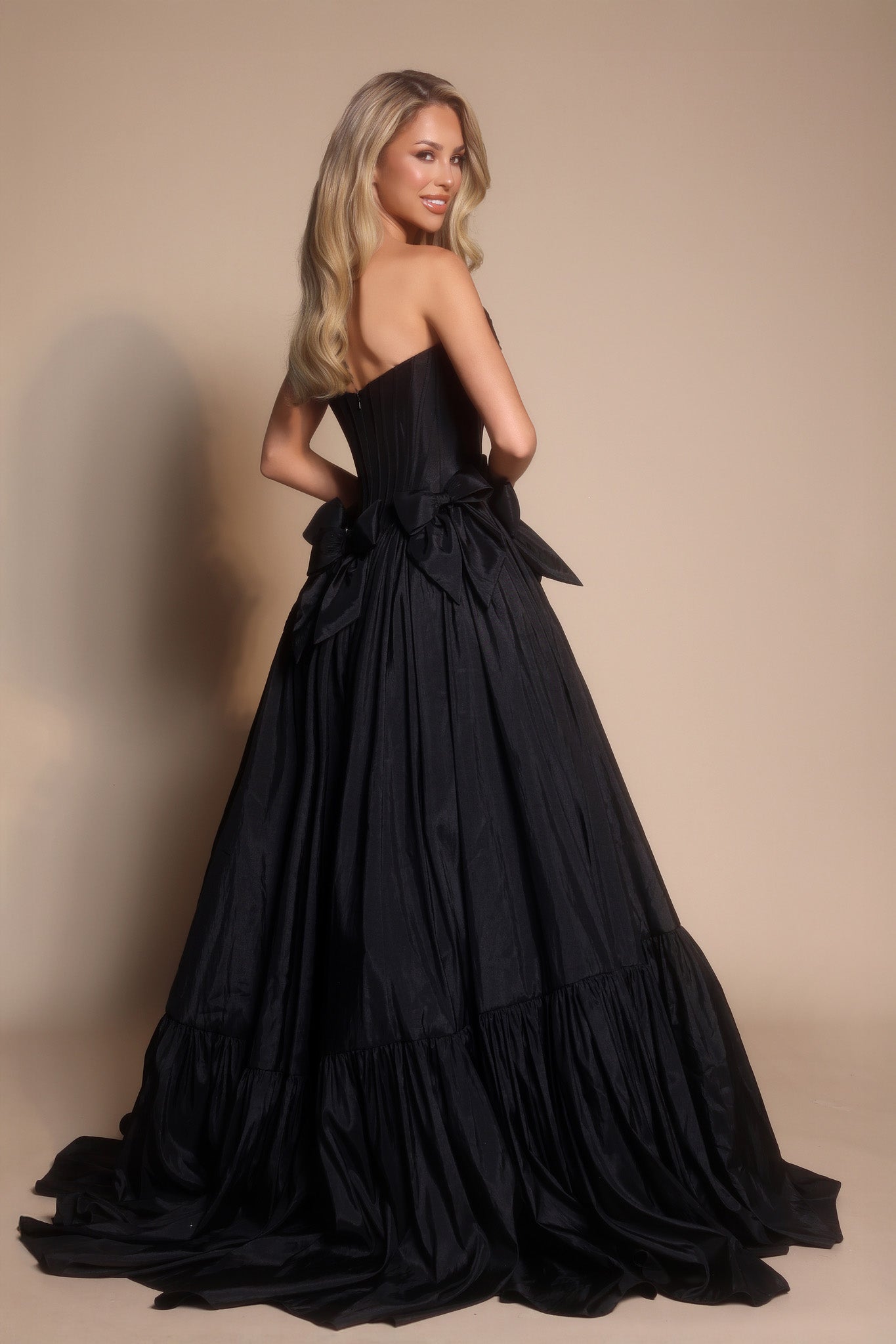 Portia and Scarlett Strapless Bow Prom Dress PS26148