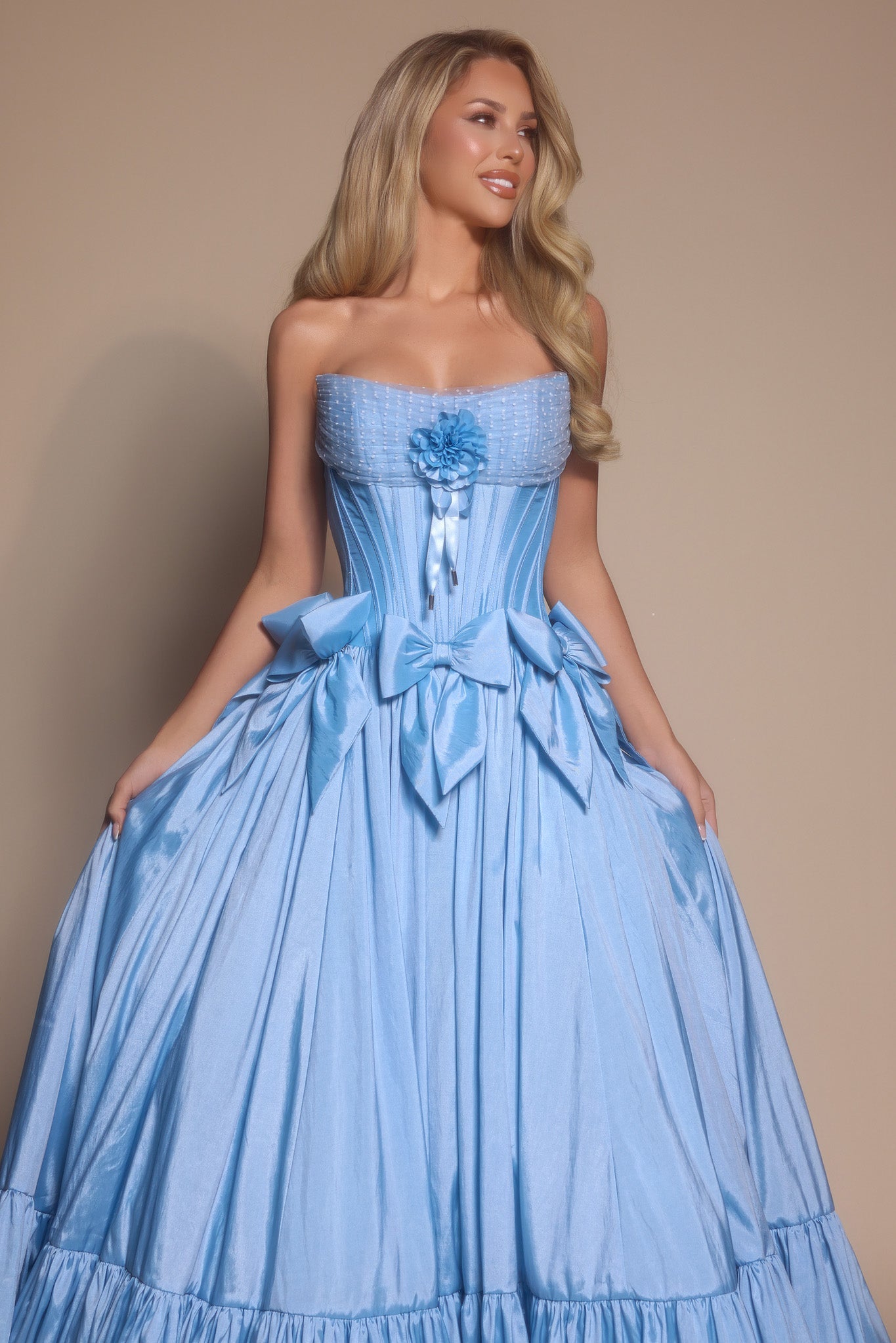 Portia and Scarlett Strapless Bow Prom Dress PS26148
