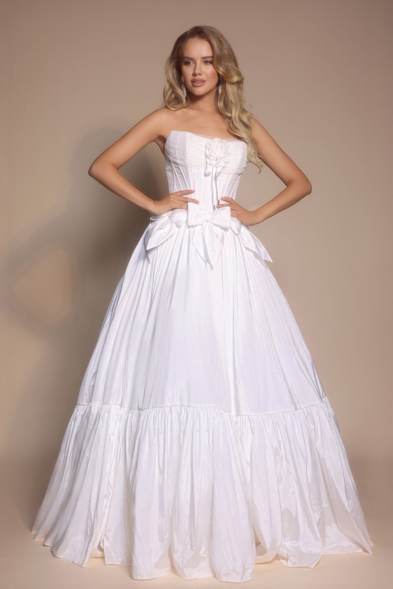 Portia and Scarlett Strapless Bow Prom Dress PS26148