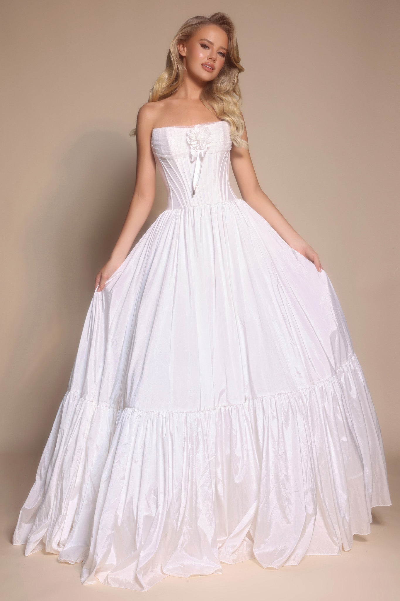Portia and Scarlett Strapless Bow Prom Dress PS26148