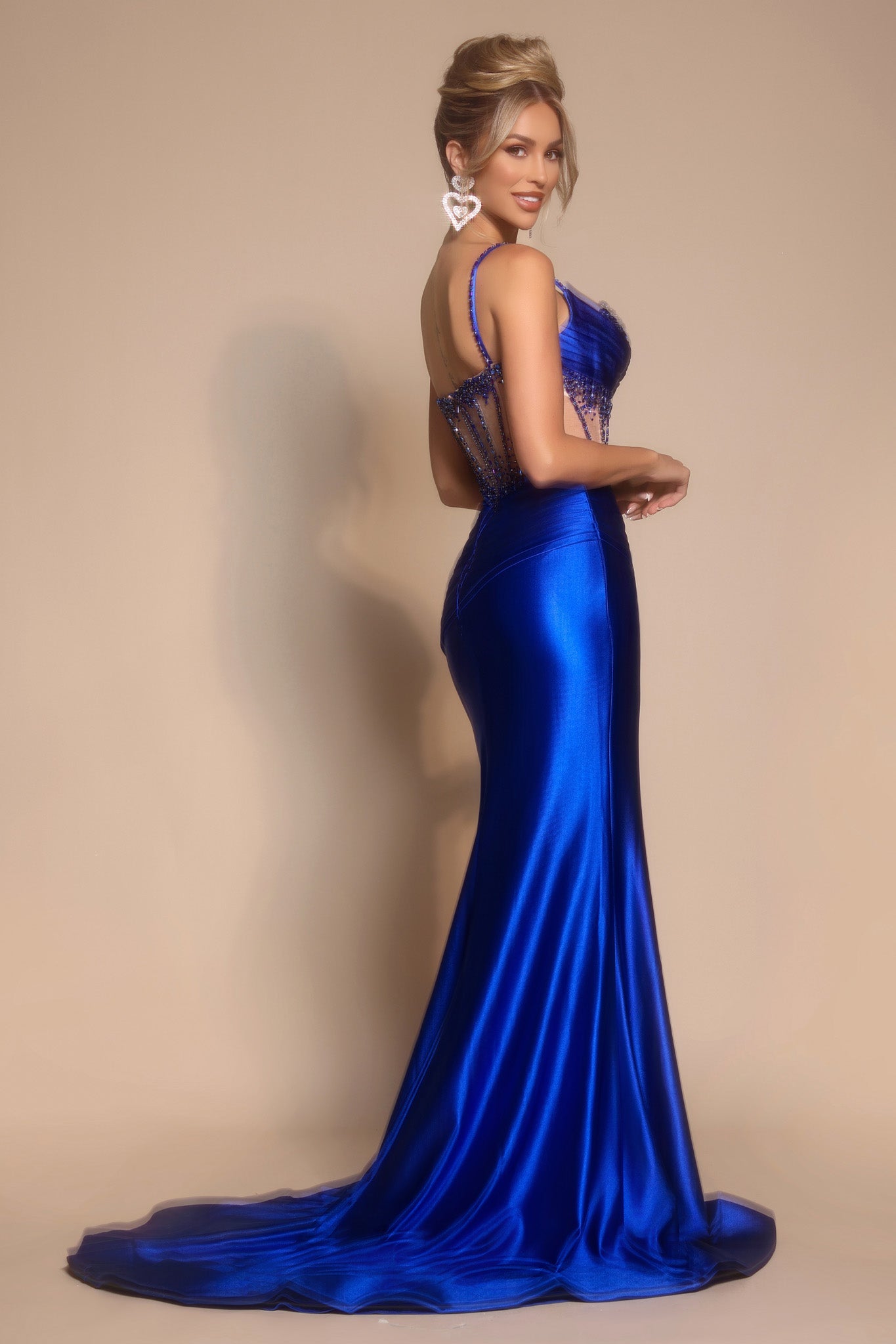 Portia and Scarlett Fitted Sheer Corset Prom Dress PS26158