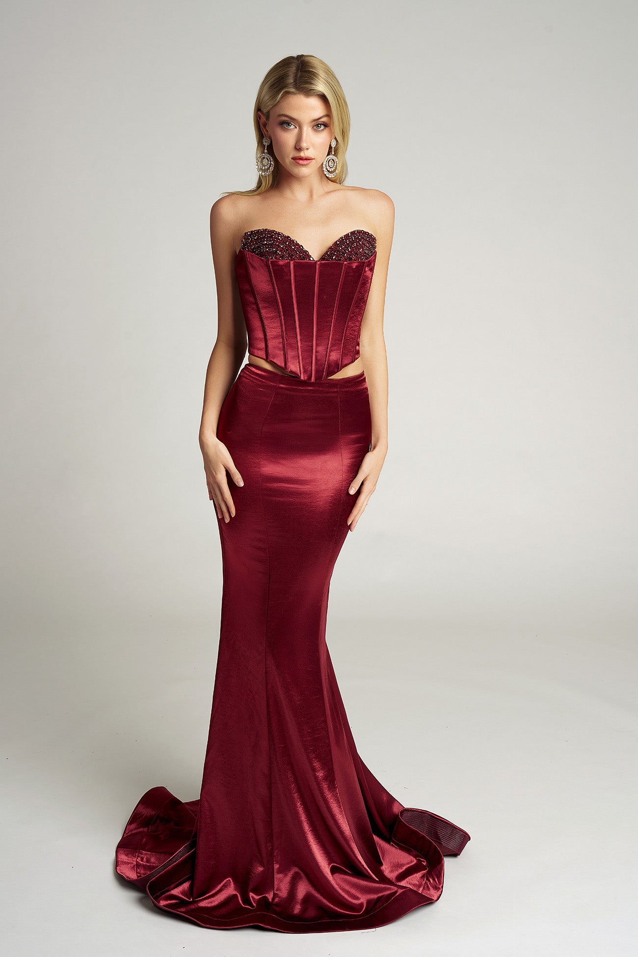 Portia and Scarlett Two Piece Satin Corset Prom Dress PS26170