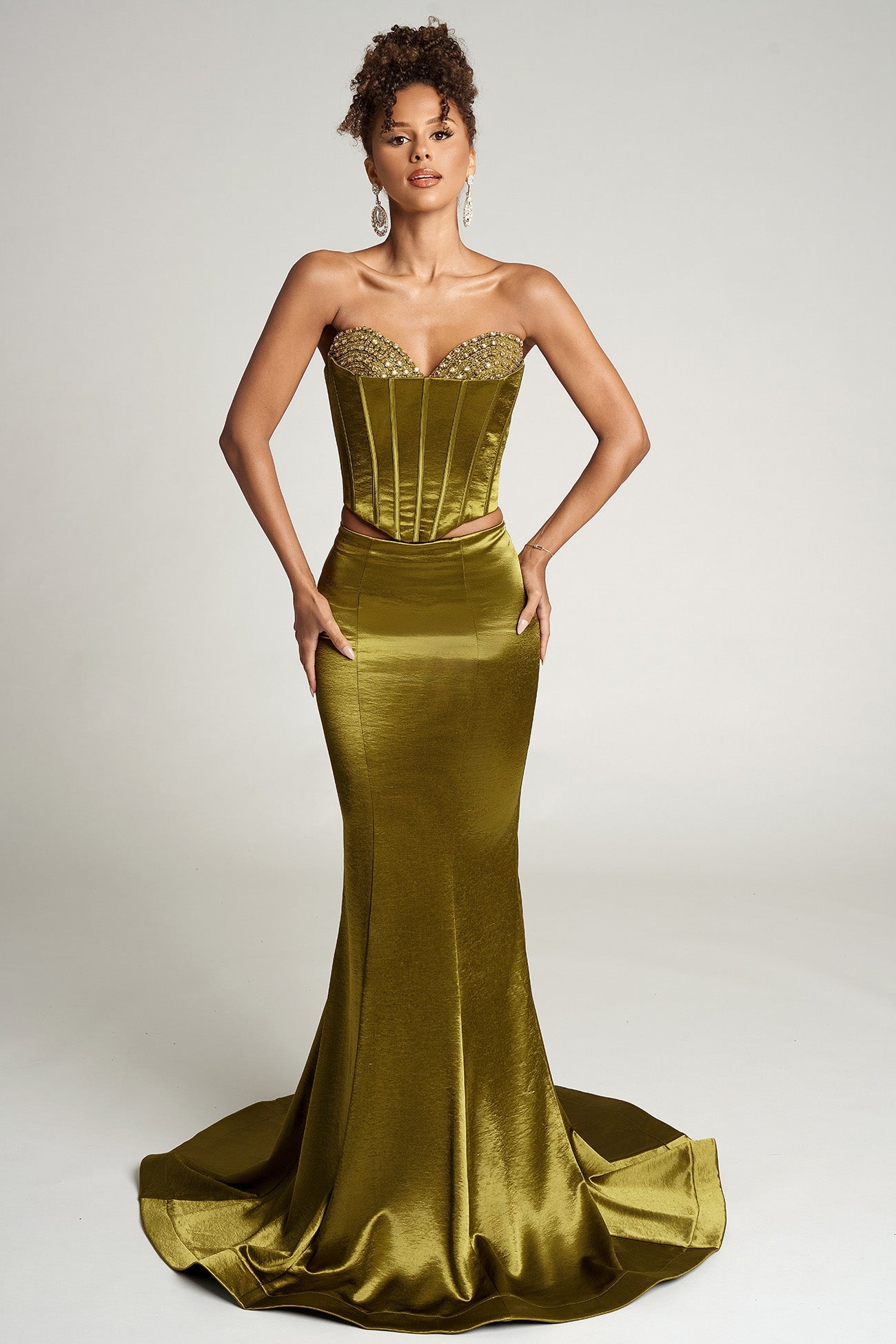 Portia and Scarlett Two Piece Satin Corset Prom Dress PS26170
