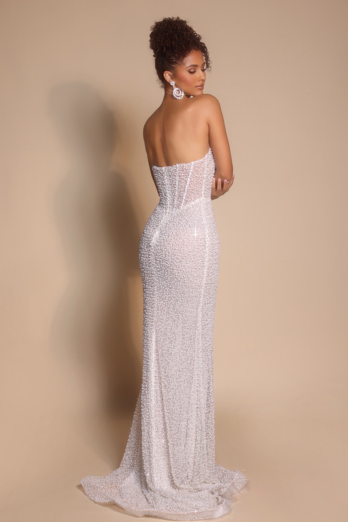 Portia and Scarlett Fitted Pearl-Embellished Prom Dress PS26173