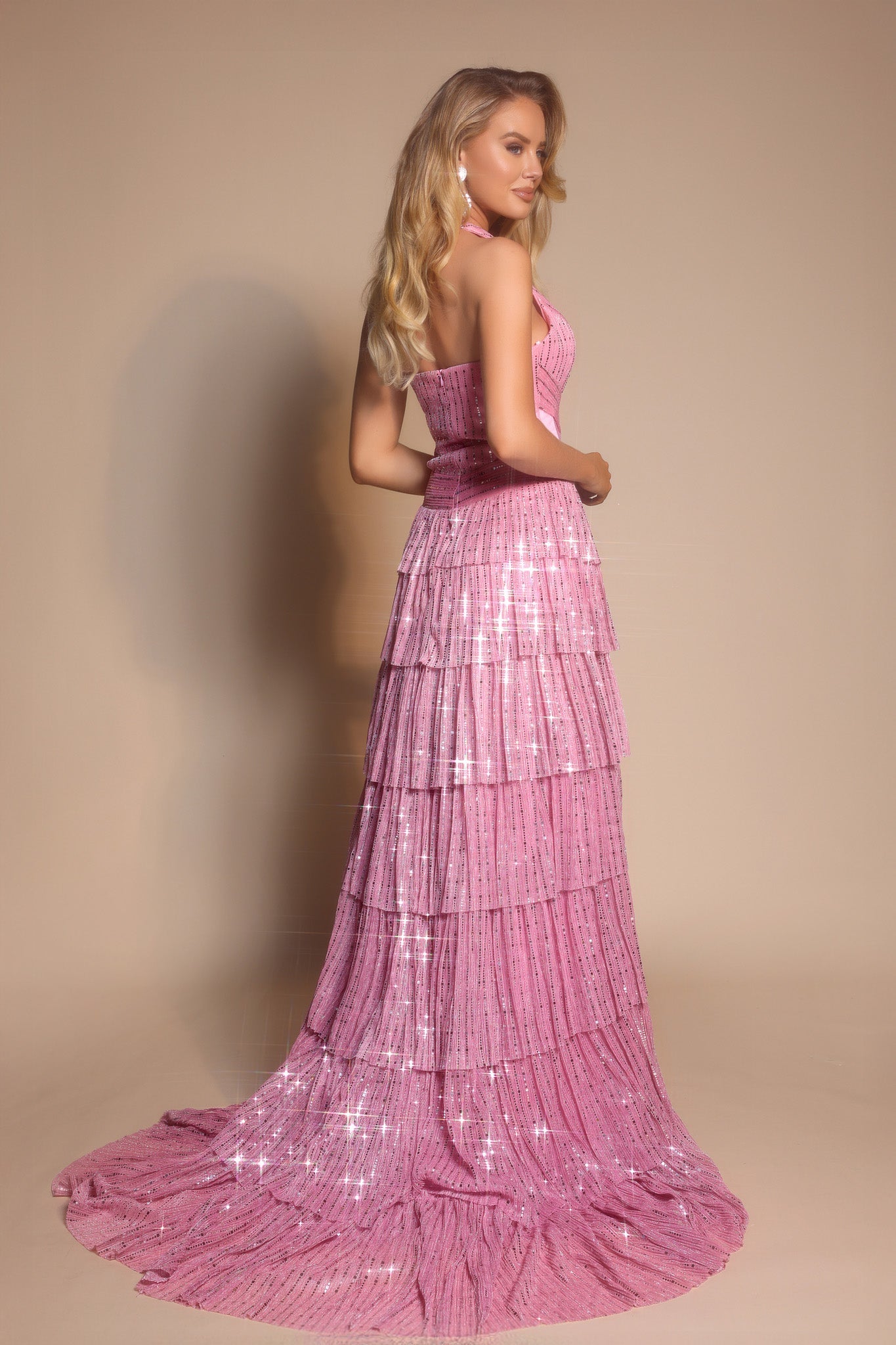 Portia and Scarlett Sparkly A-Line Halter Prom Dress PS26198