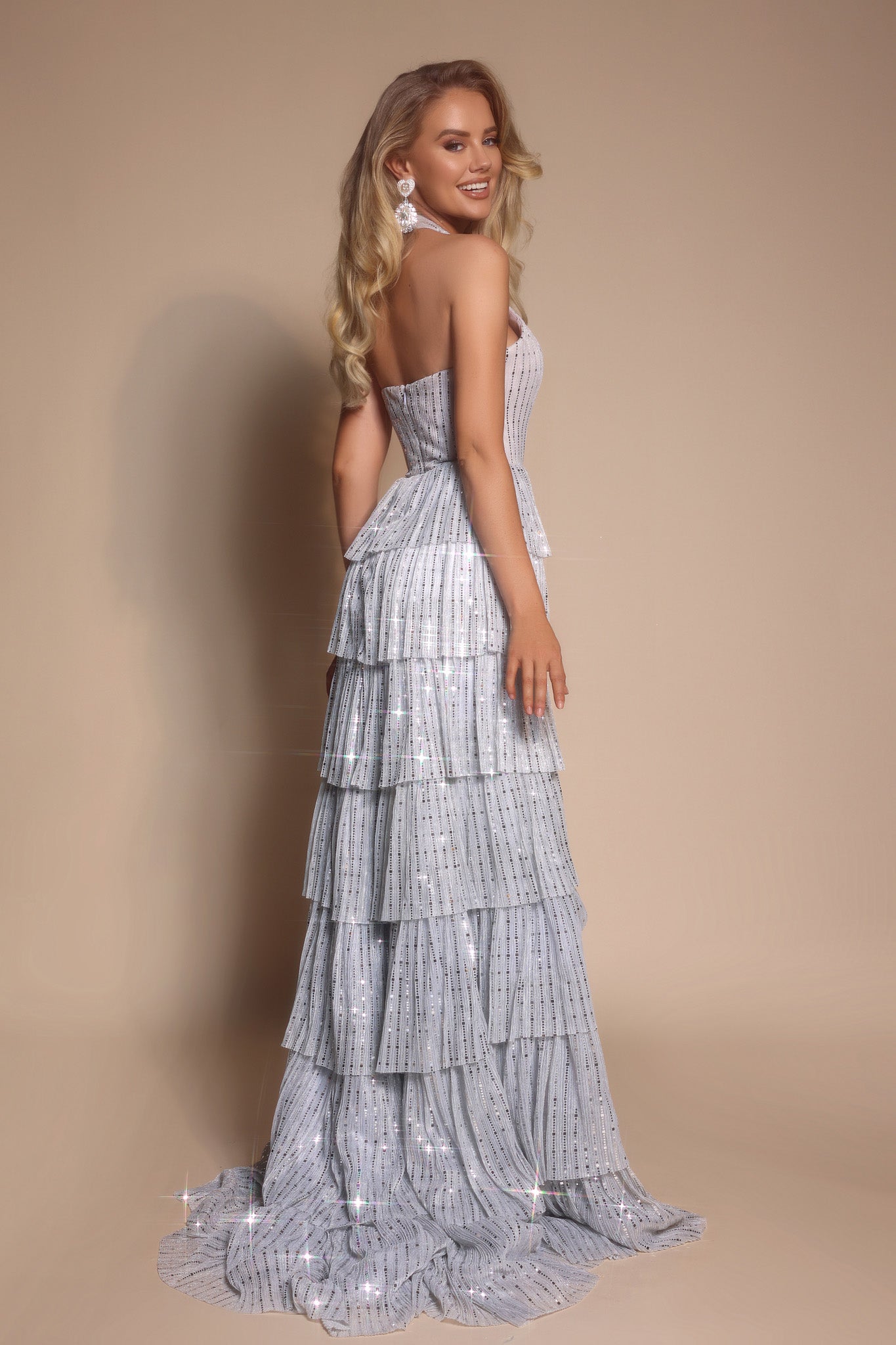 Portia and Scarlett Sparkly A-Line Halter Prom Dress PS26198