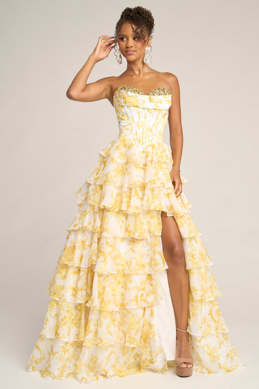 Portia and Scarlett Strapless Tiered Prom Dress PS26210