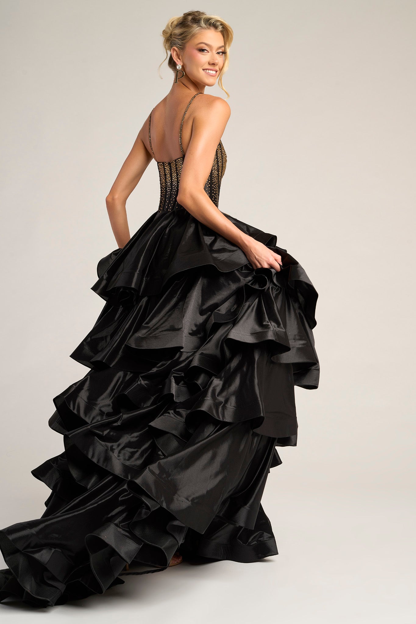Portia and Scarlett Tiered Ball Gown Prom Dress PS26253