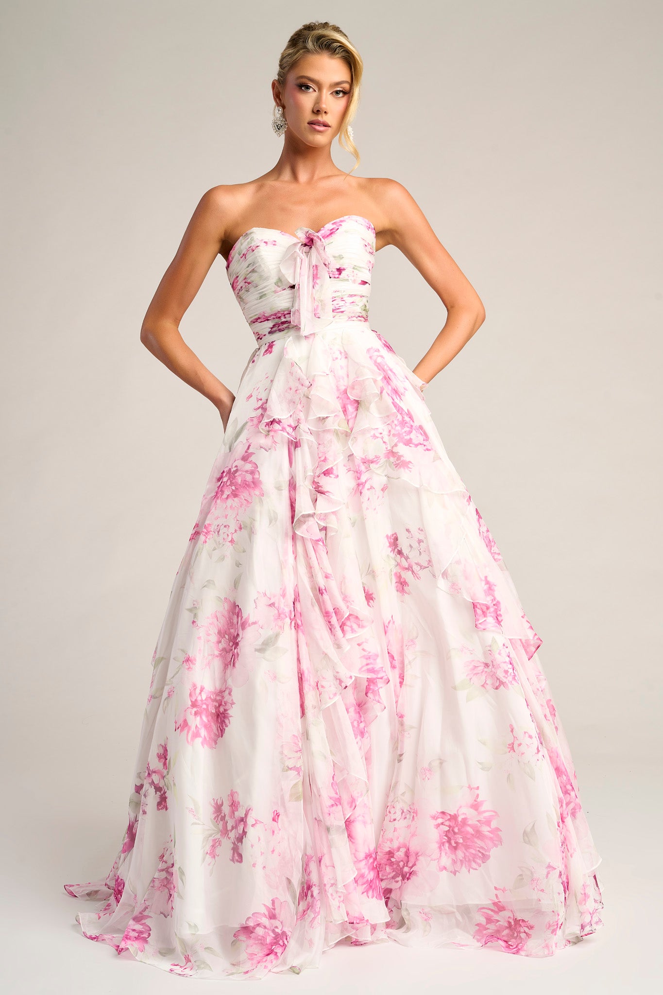 Portia & Scarlett A-Line Floral Print Prom Dress PS26254