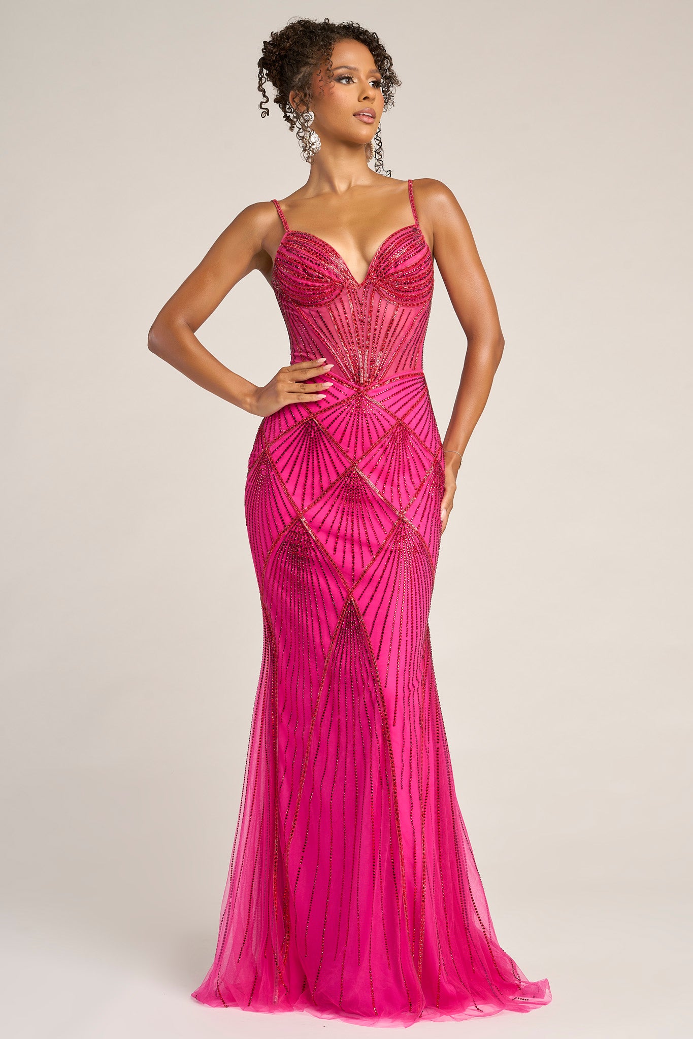 Portia & Scarlett Fitted Illusion Bodice Prom Dress PS26263