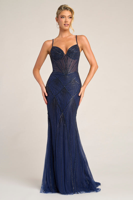 Portia & Scarlett Fitted Illusion Bodice Prom Dress PS26263