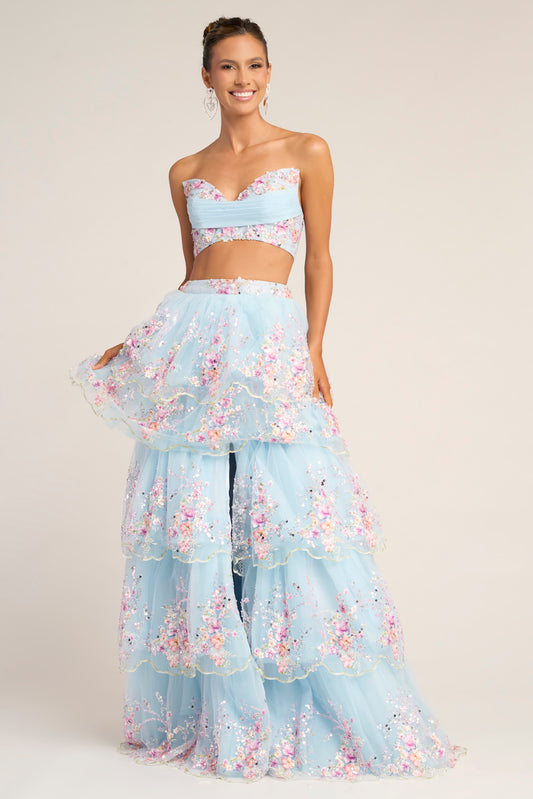 Portia & Scarlett Two Piece Ruffle Skirt Prom Gown PS26272