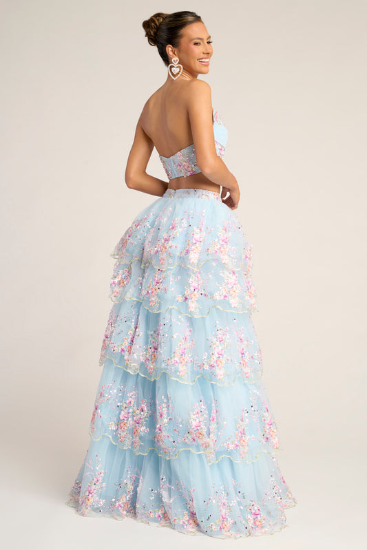 Portia & Scarlett Two Piece Ruffle Skirt Prom Gown PS26272