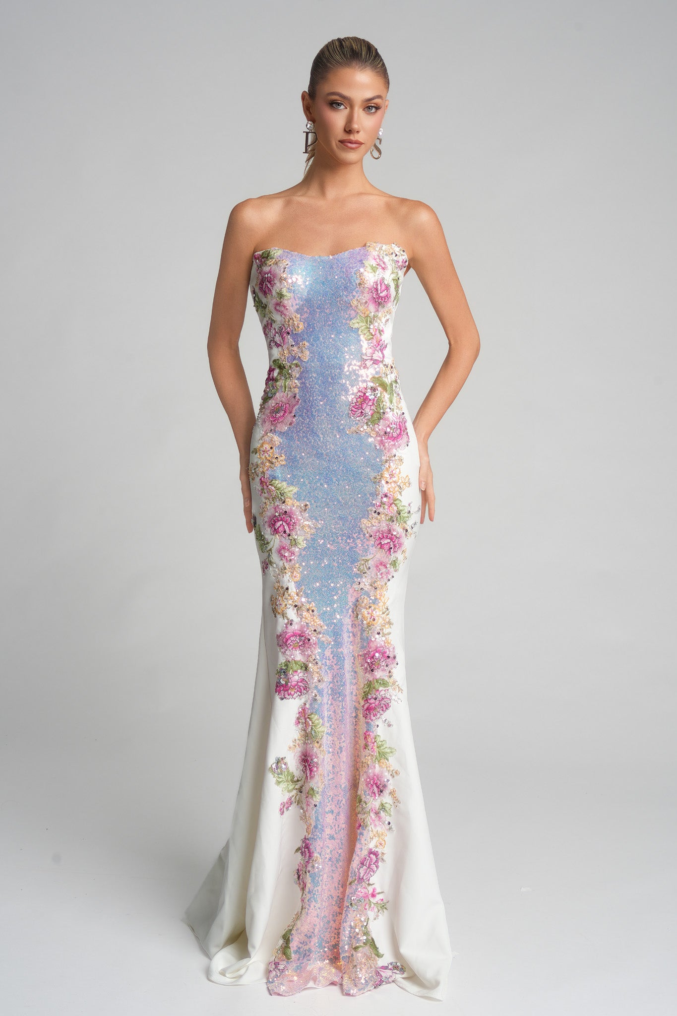 Portia and Scarlett Floral Sequin Prom Dress PS26286