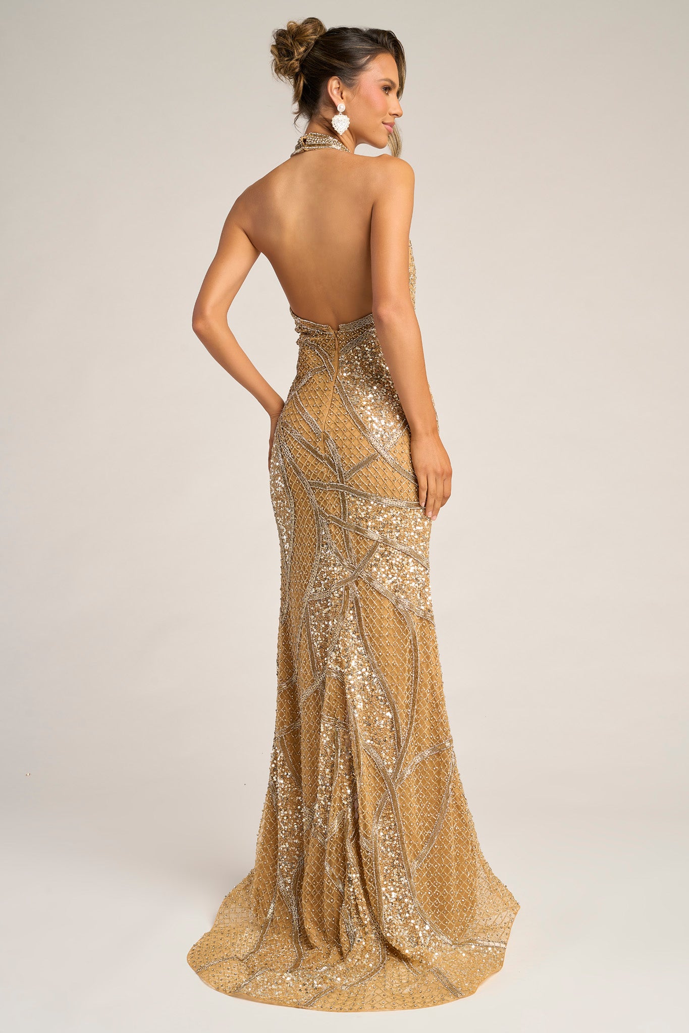 Portia and Scarlett Beaded Halter Prom Dress PS26406C