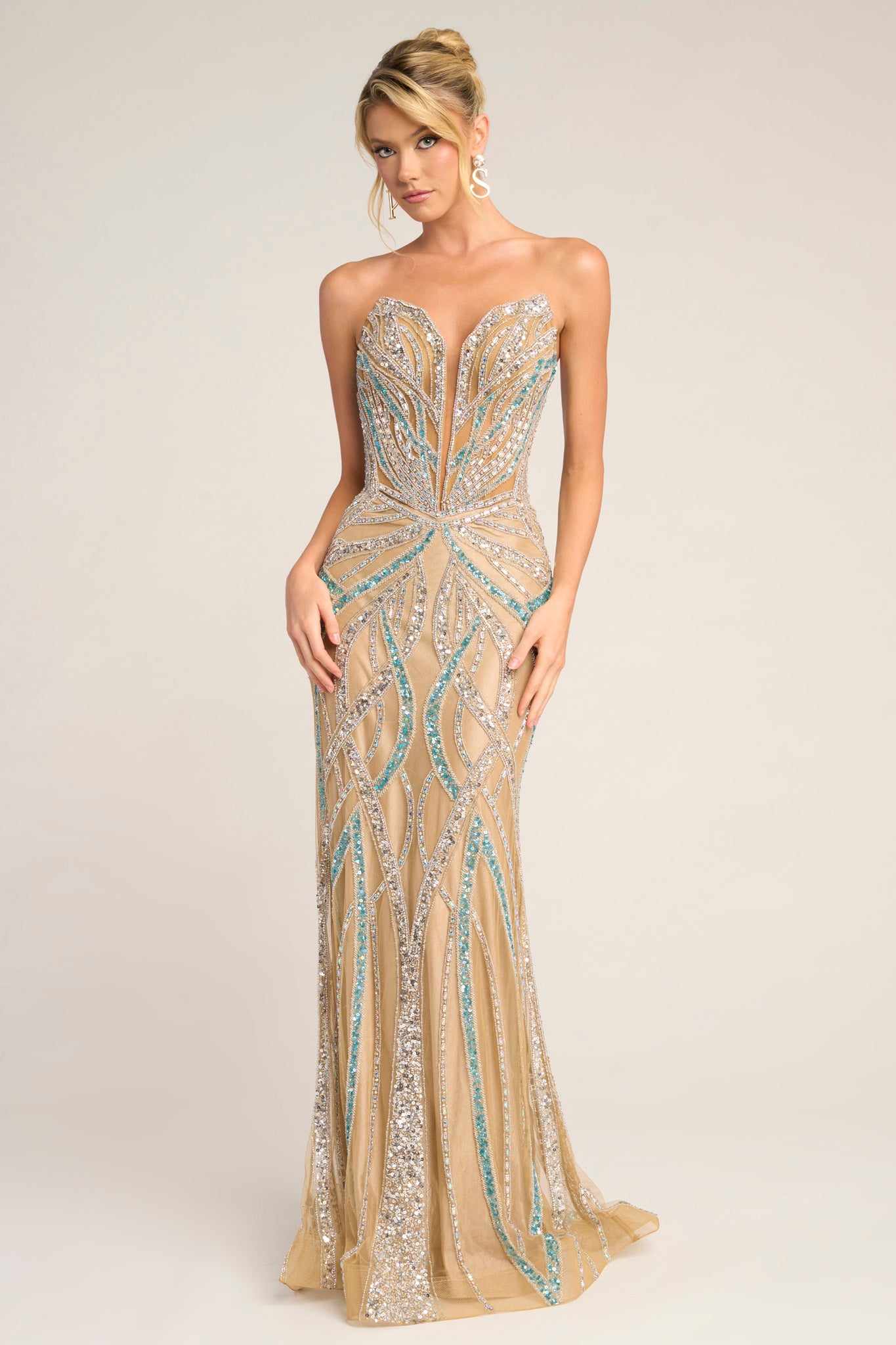 Portia and Scarlett Embellished Strapless Prom Dress PS26423C