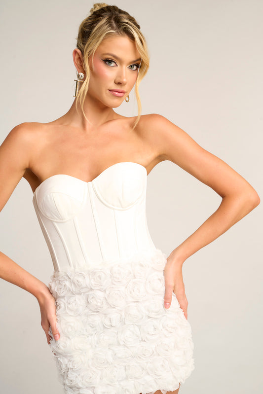 Portia and Scarlett Rosette Corset Bridal Mini Dress PS26500