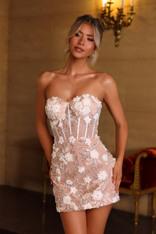 Portia and Scarlett Floral Sweetheart Corset Mini Dress PS26507