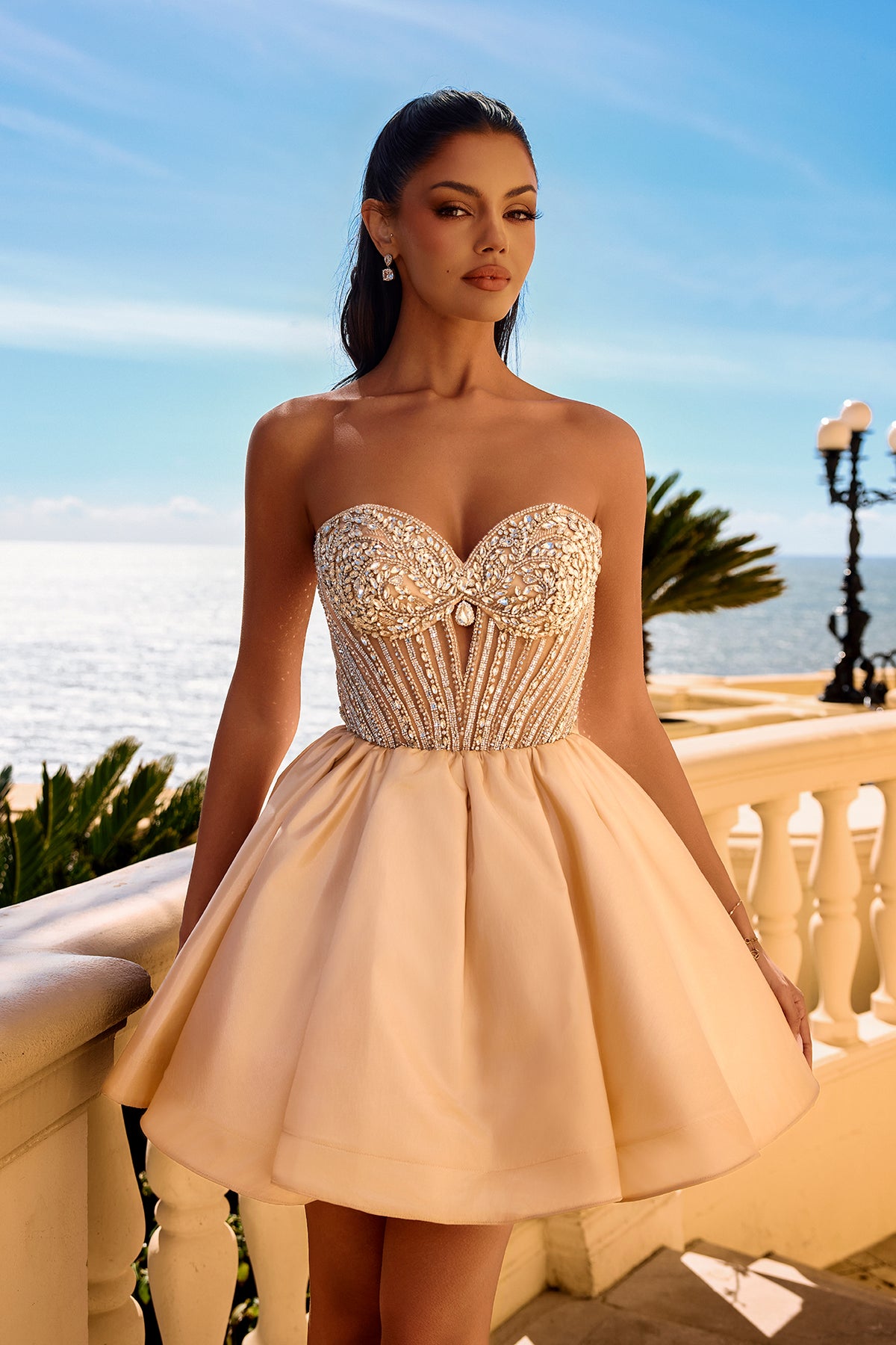 Portia and Scarlett Beaded Corset A-Line Homecoming Dress PS26712