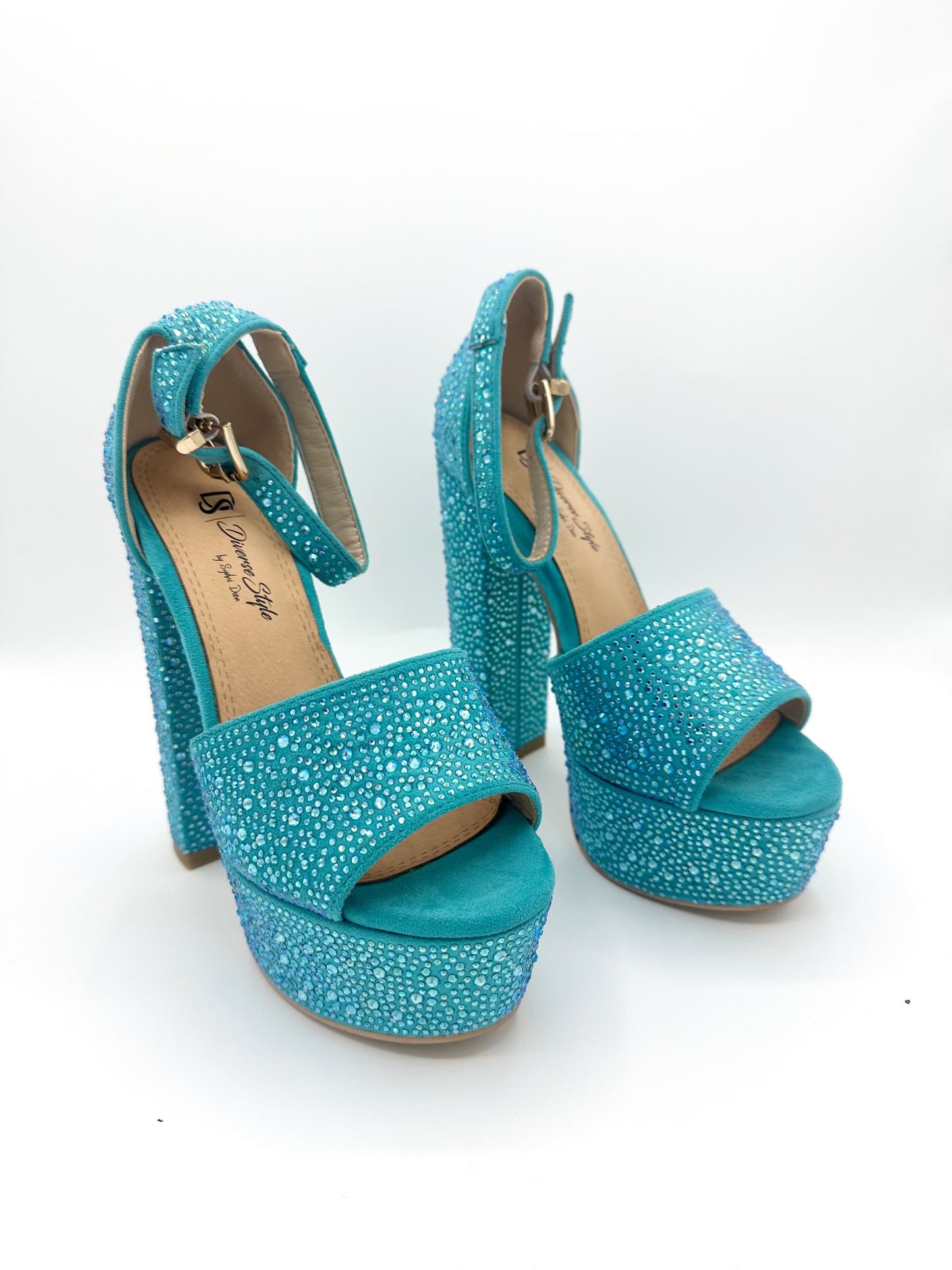 Chunky Sparkler Heel - Teal