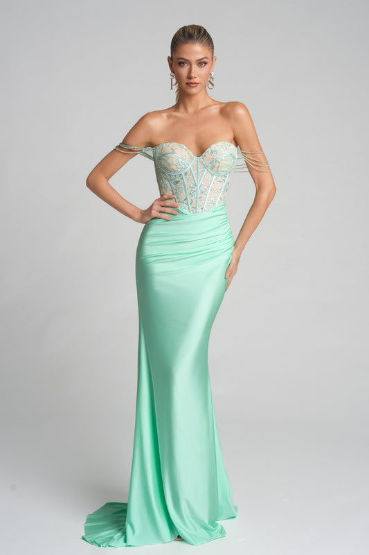 Portia and Scarlett Sweetheart Lace Corset Prom Dress XO014