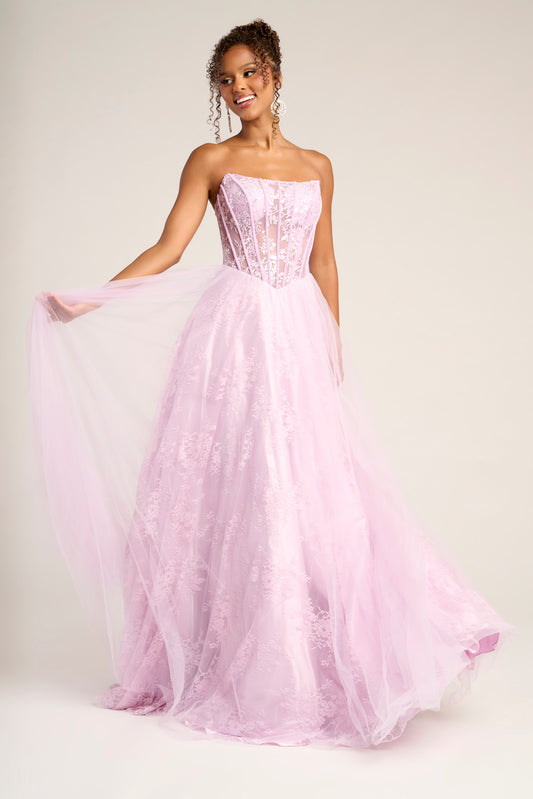 Portia and Scarlett Strapless A-Line Tulle Prom Dress XO023