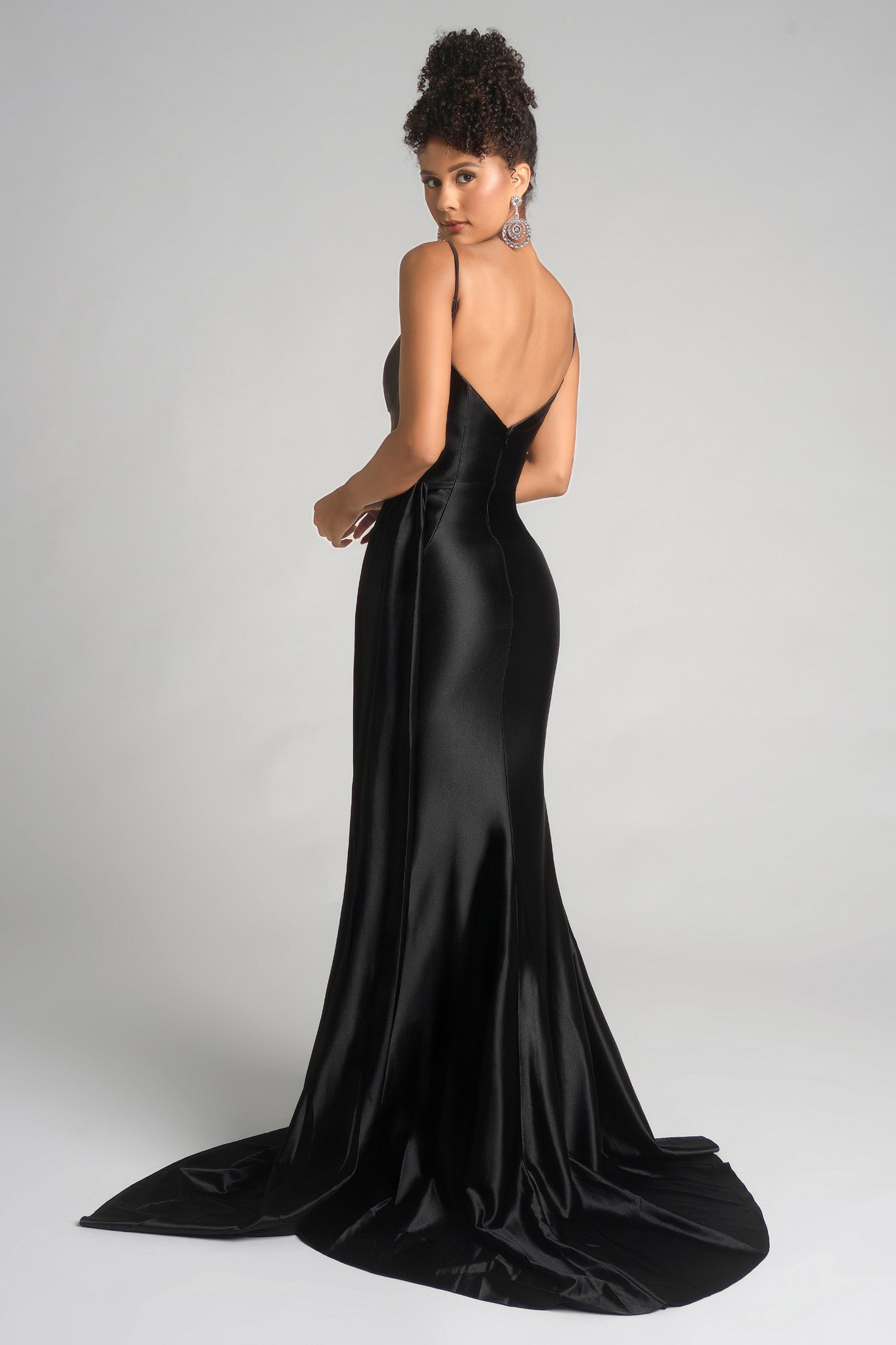 Portia and Scarlett Satin Plunging Prom Dress XO037