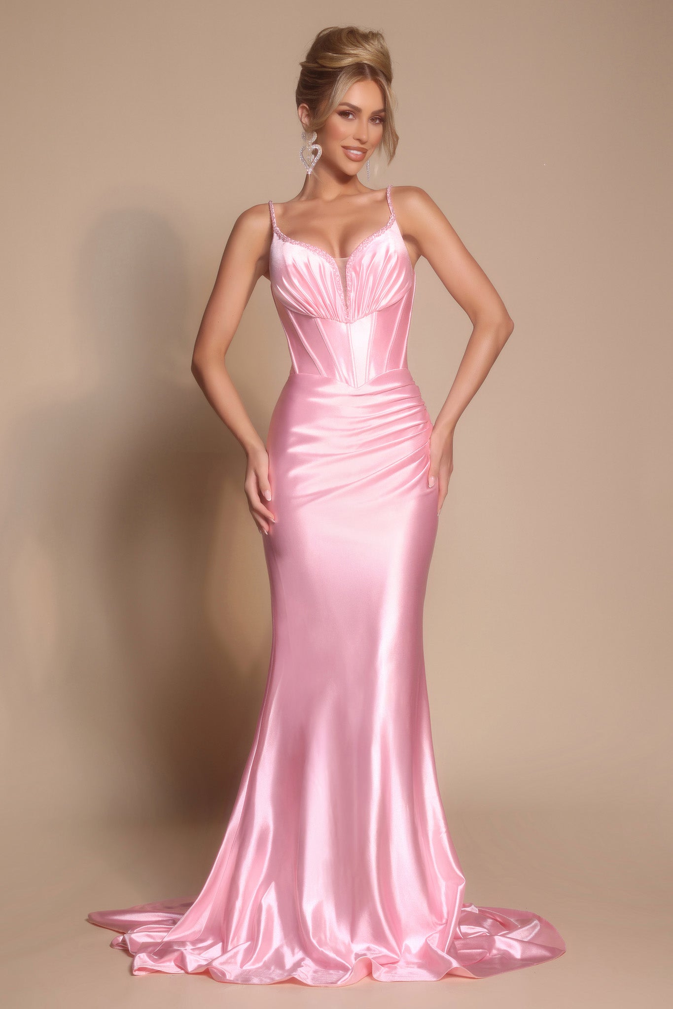 Portia and Scarlett Structured Satin Prom Dress XO042