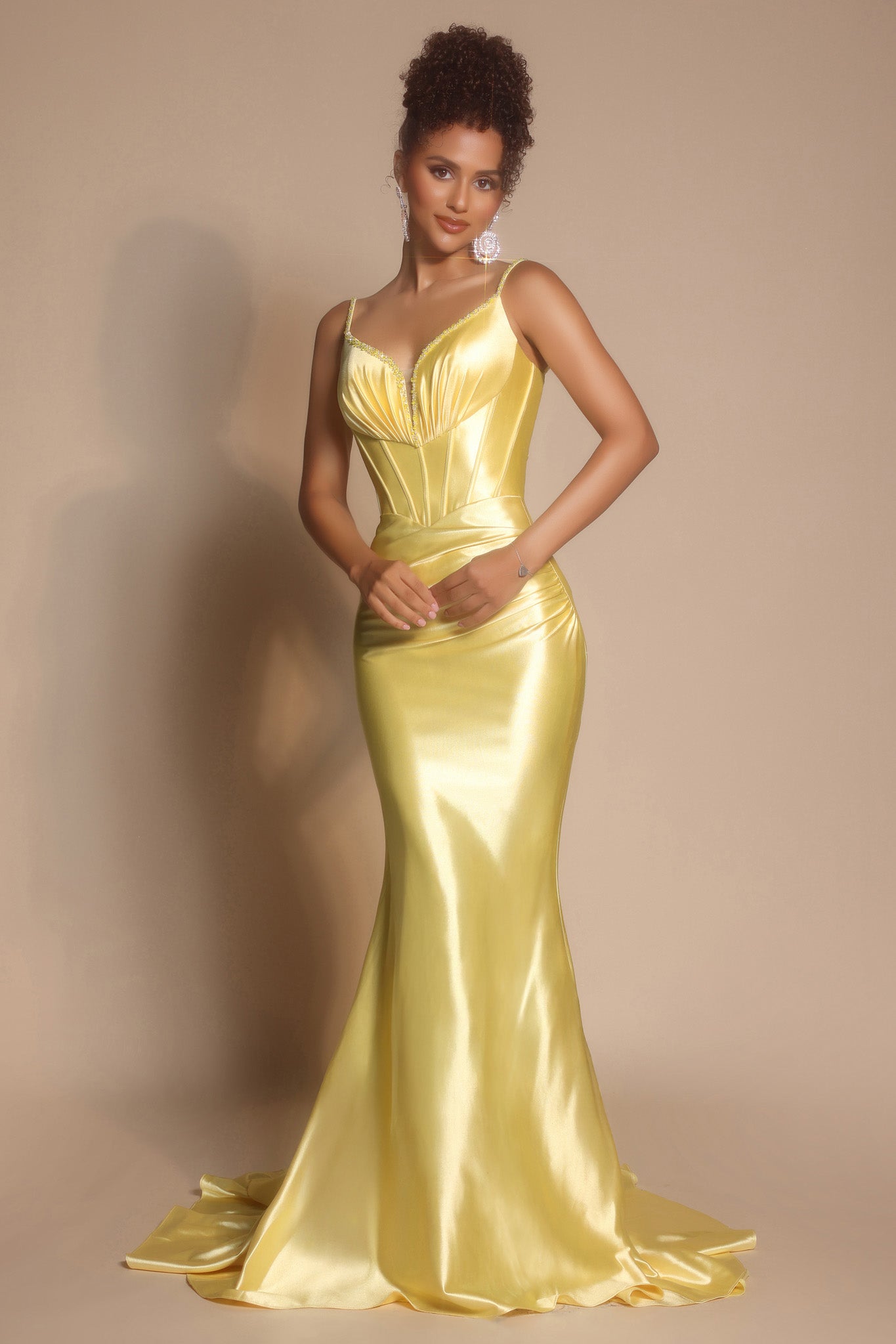 Portia and Scarlett Structured Satin Prom Dress XO042