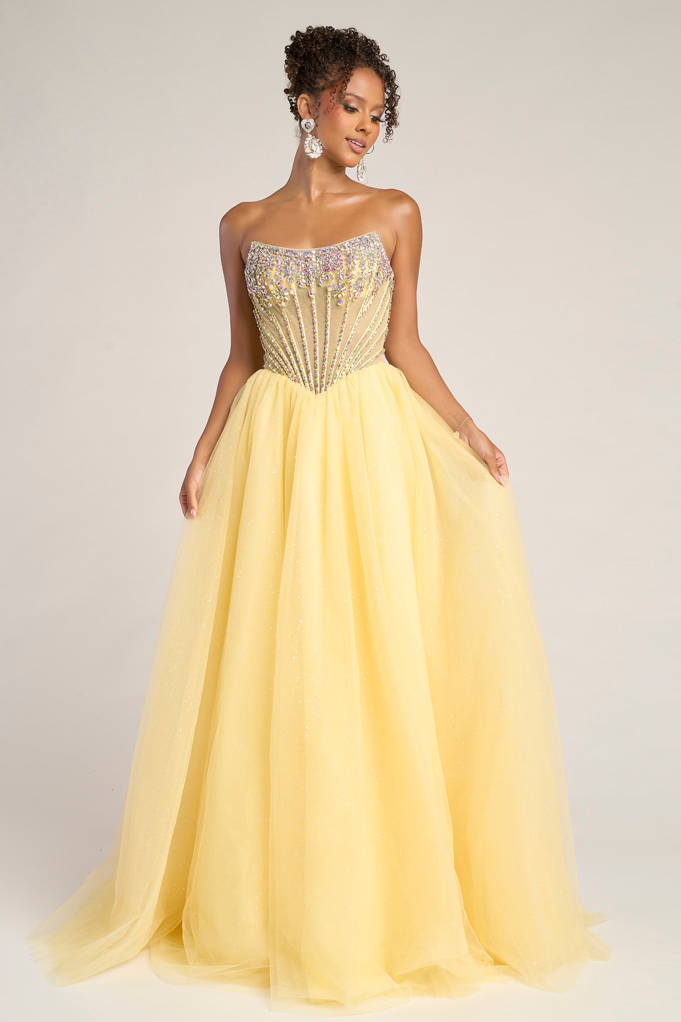 Portia and Scarlett Strapless Crystal Tulle Prom Dress XO047