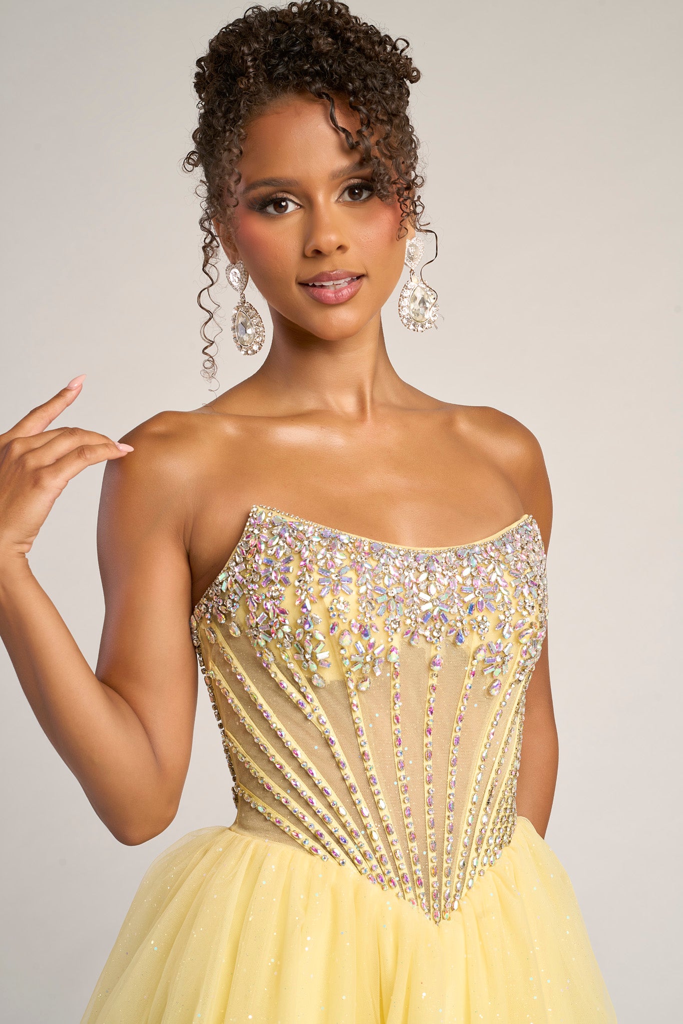 Portia and Scarlett Strapless Crystal Tulle Prom Dress XO047