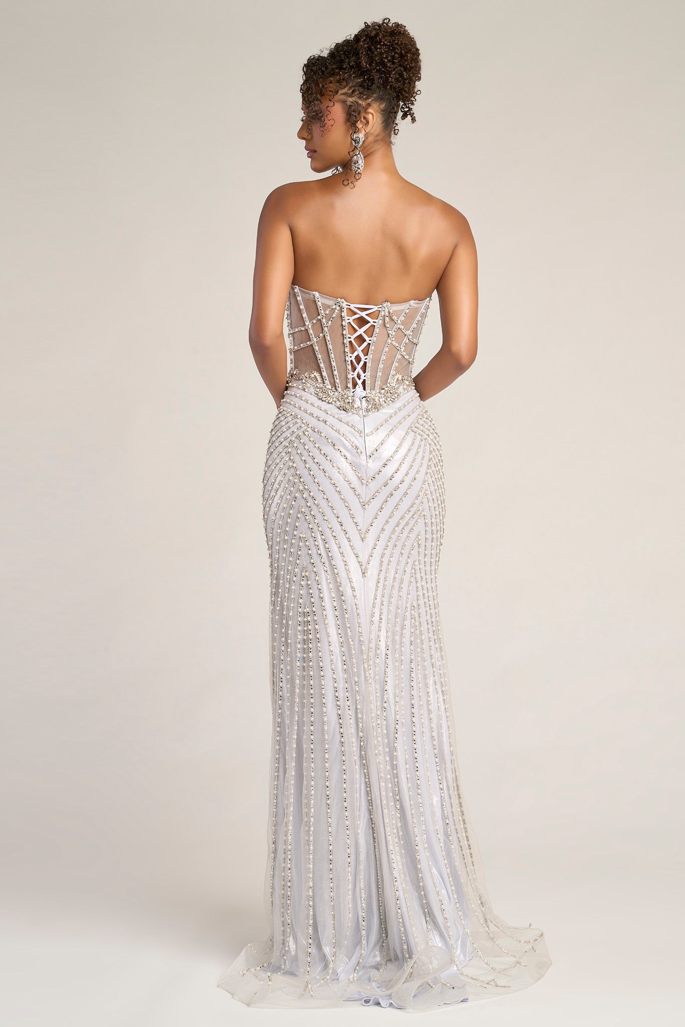 Portia and Scarlett Sheer Corset Beaded Prom Dress XO057