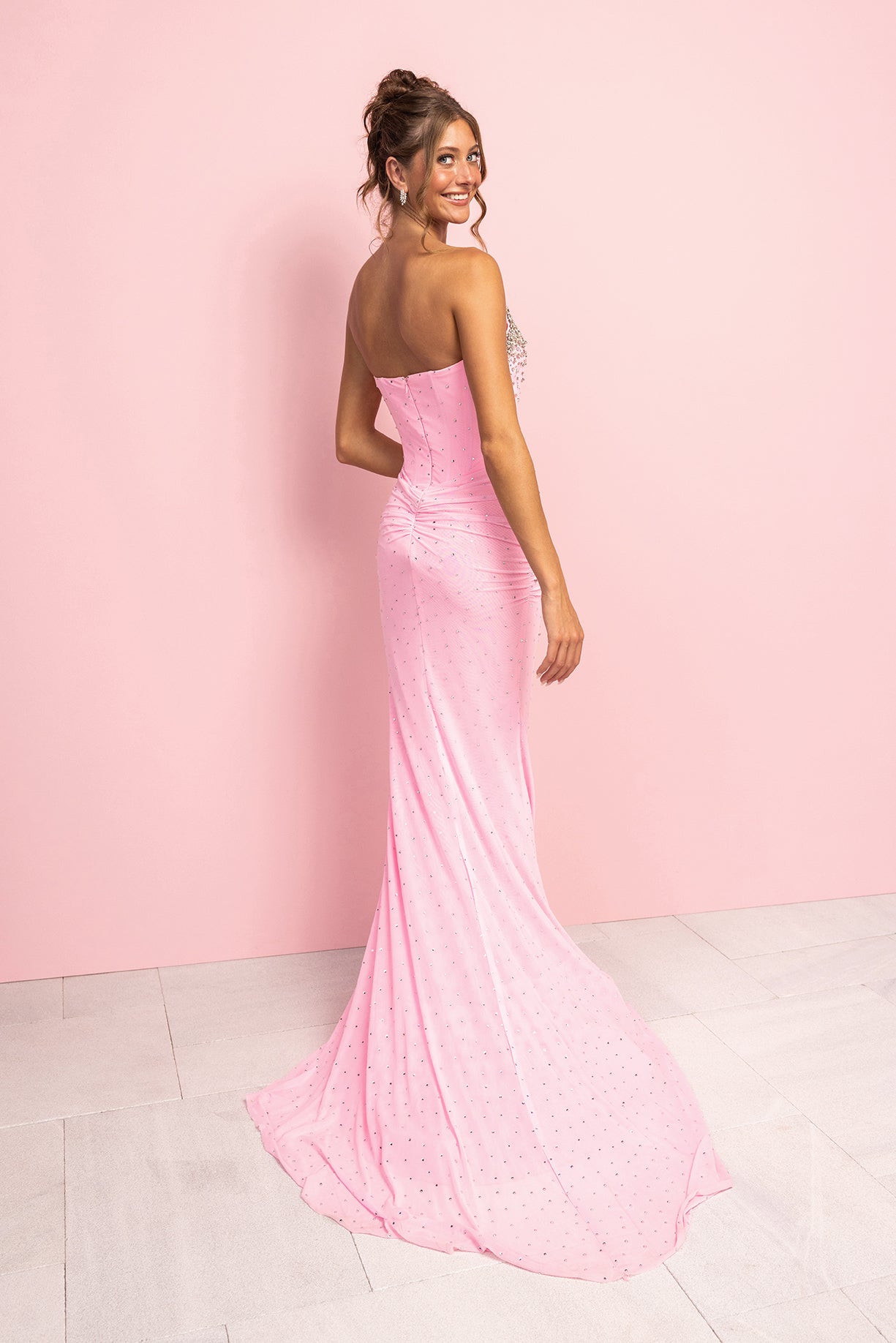 Portia and Scarlett Crystal Embellished Strapless Prom Dress XO059