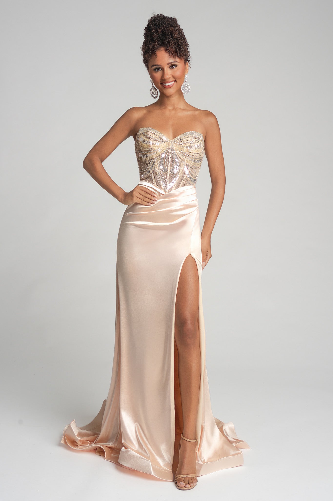 Portia and Scarlett Satin Corset Prom Dress XO065