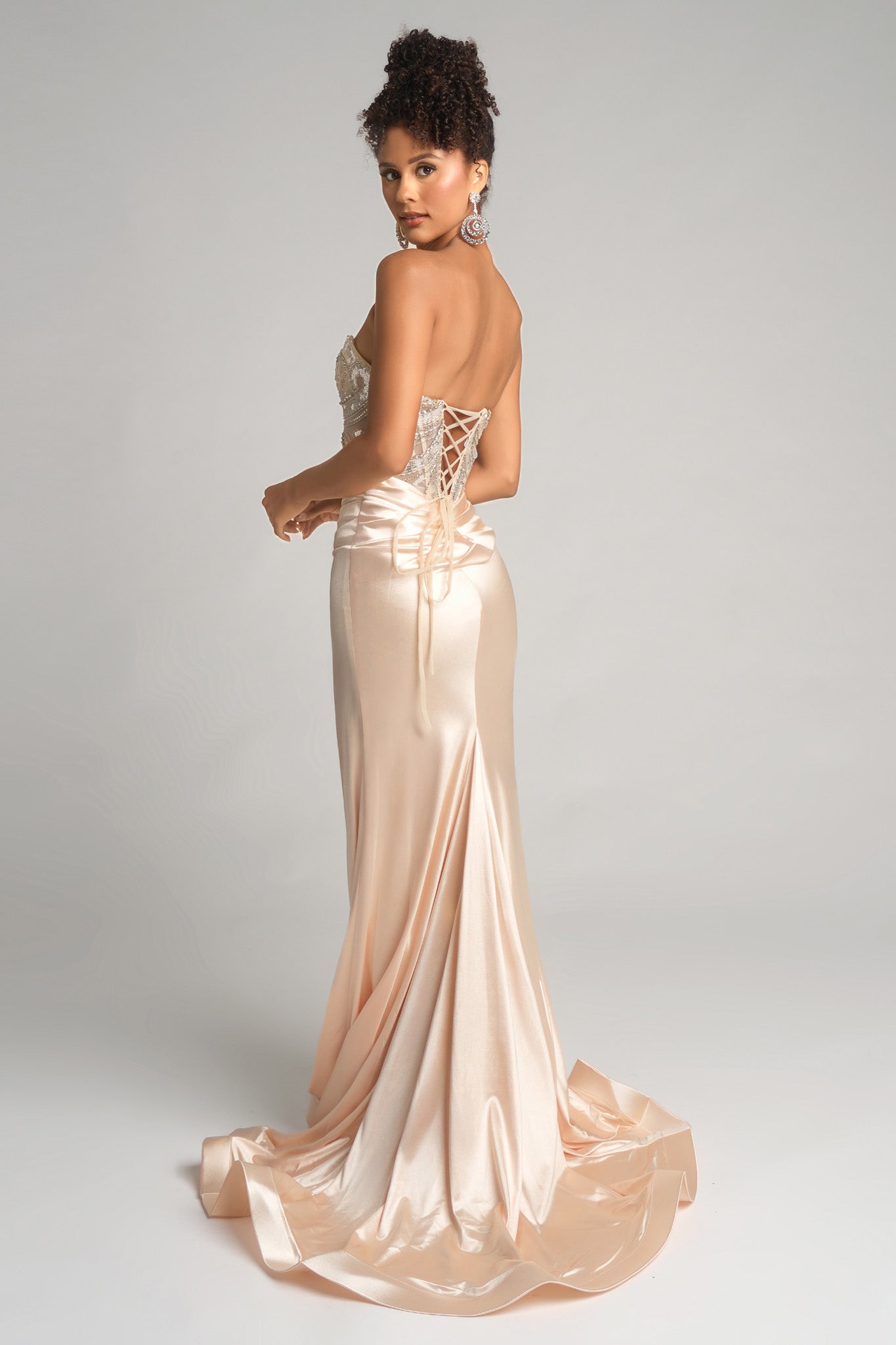 Portia and Scarlett Satin Corset Prom Dress XO065